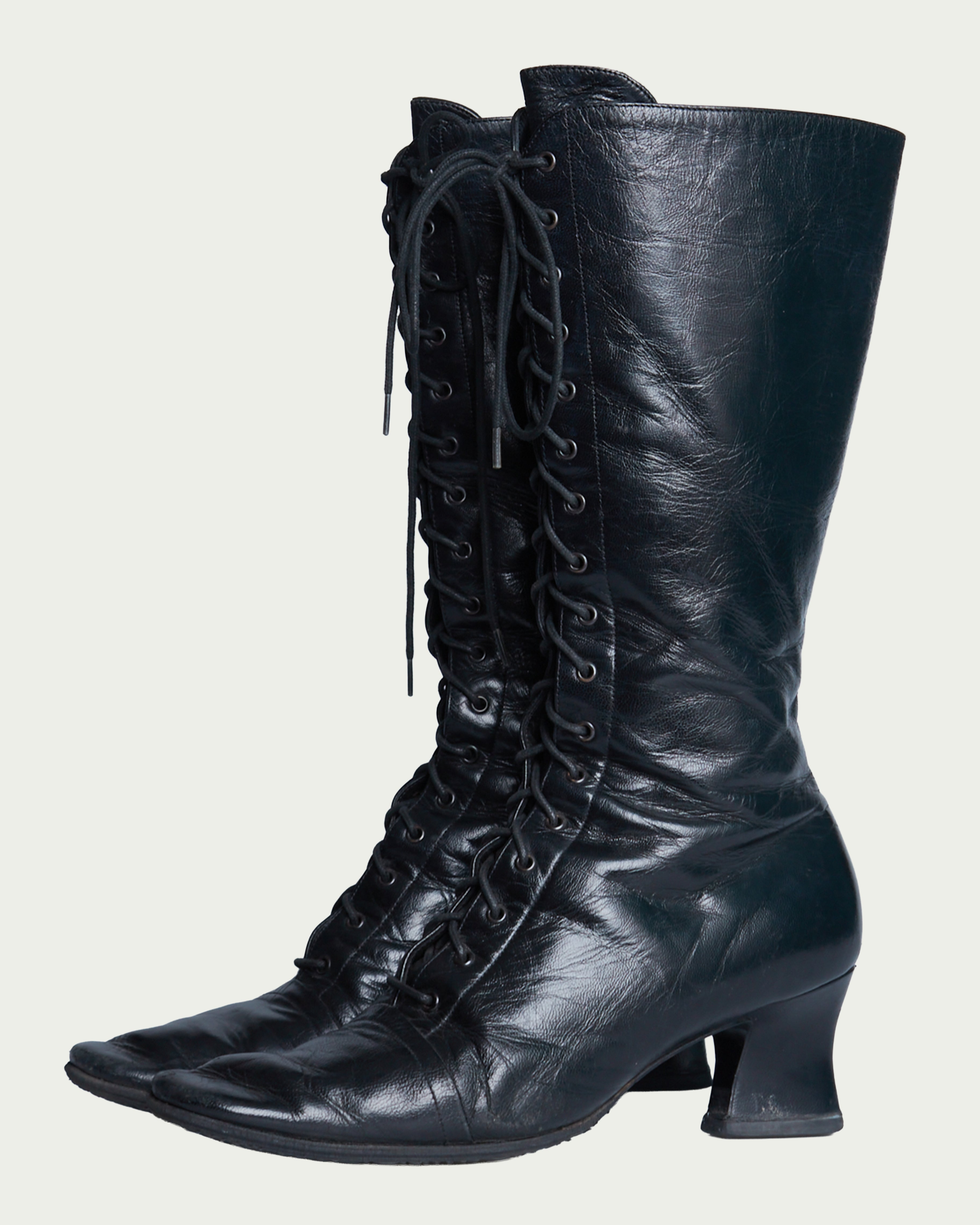 Prada lace-up leather boots