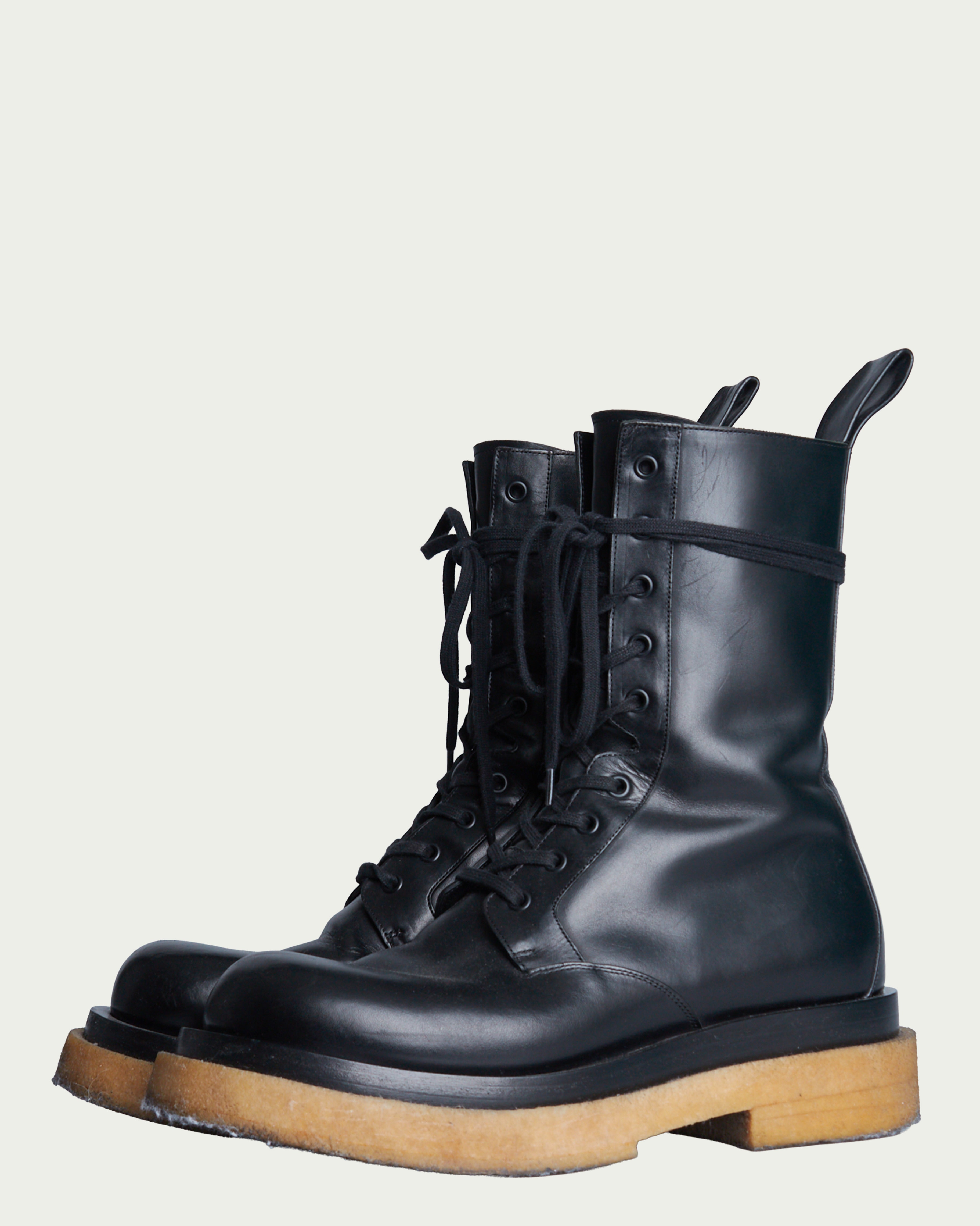 Bottega Veneta military calf leather lace-up boots