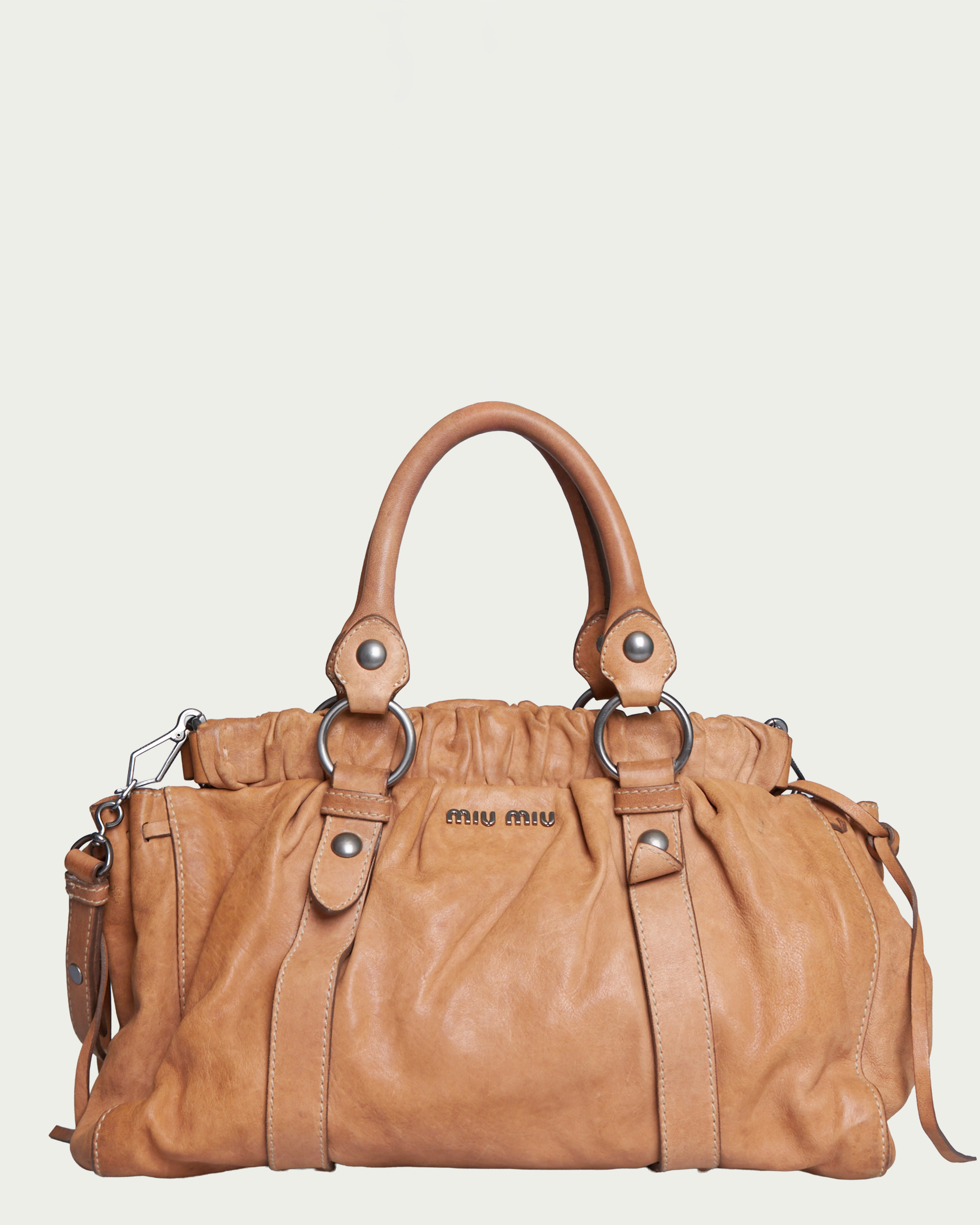 Miu Miu Vitello Lux Gathered Handle Bag
