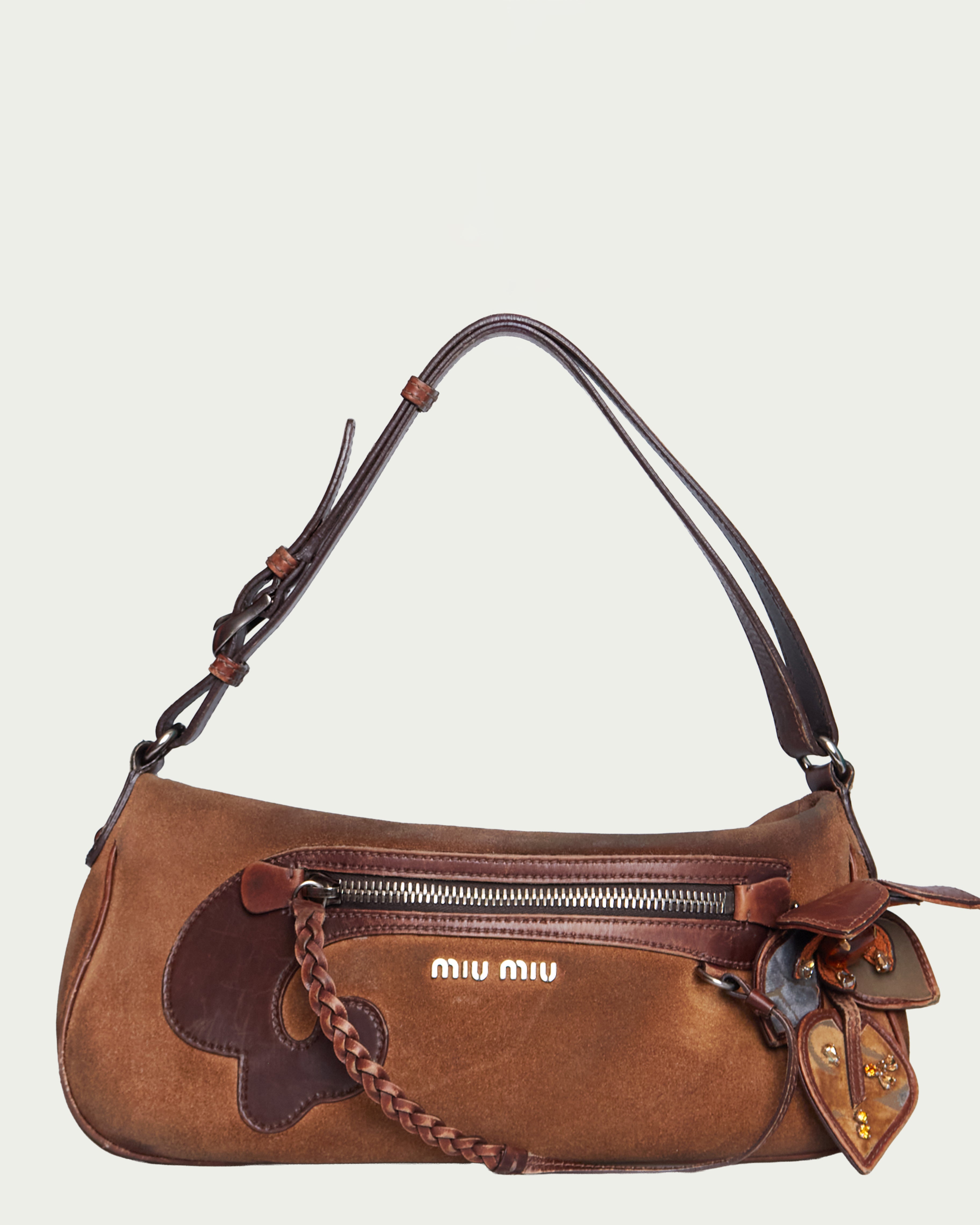 Miu Miu Suede Flower Shoulder Bag