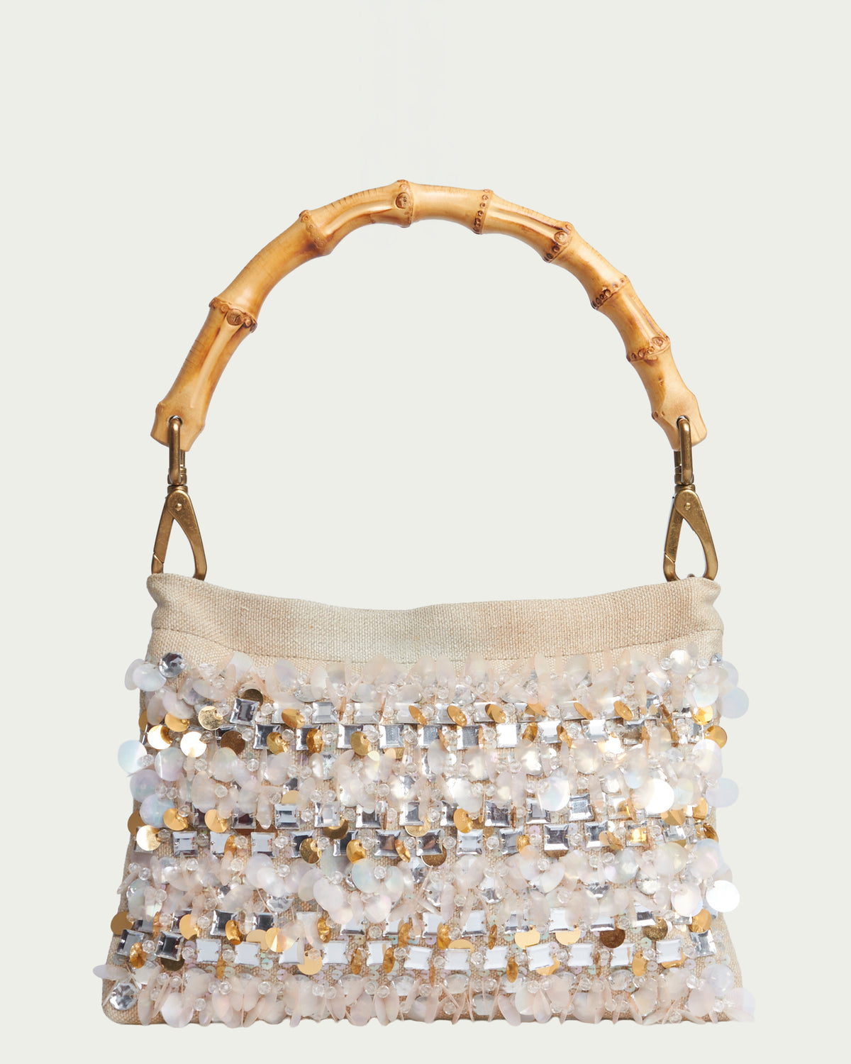 Miu Miu Sequin-Beaded Bamboo Handle Bag