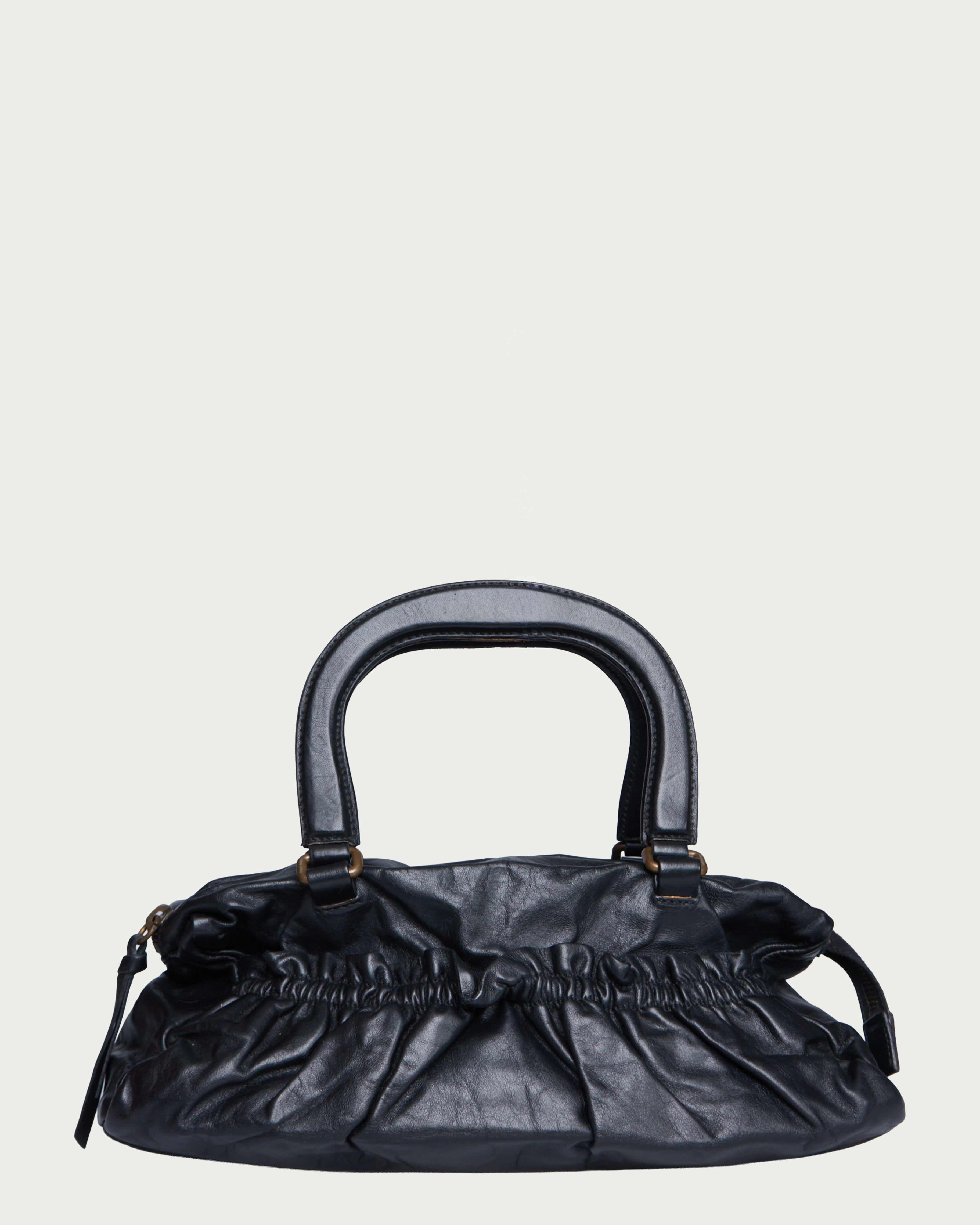 Miu Miu Gathered Leather Handbag