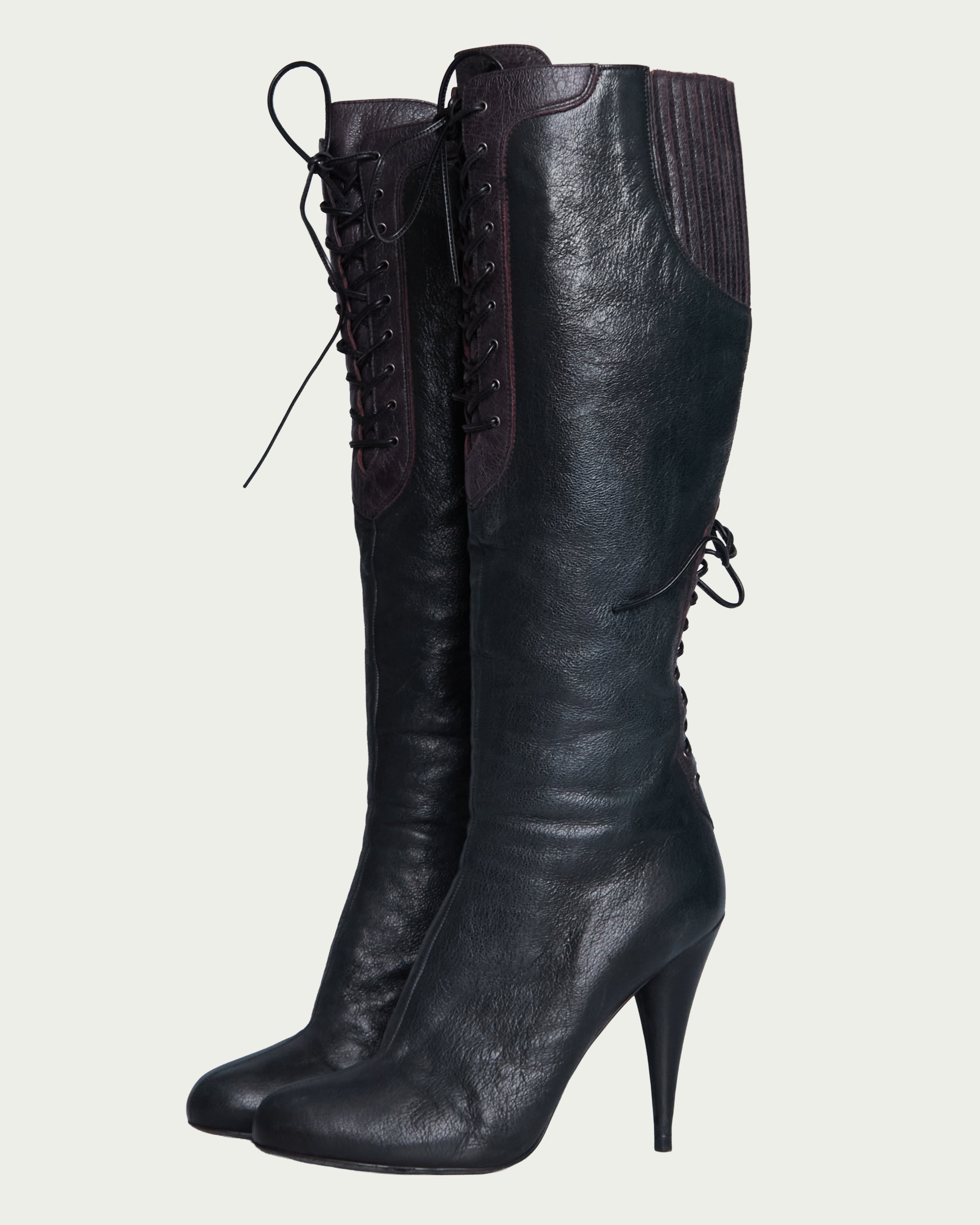 Miu Miu corset-style lace-up knee-high boots