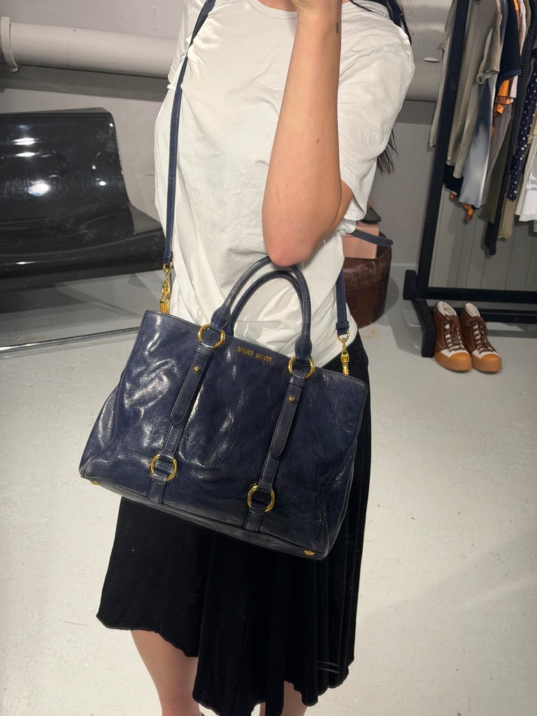 Miu Miu Vitello Lux Bow Tote