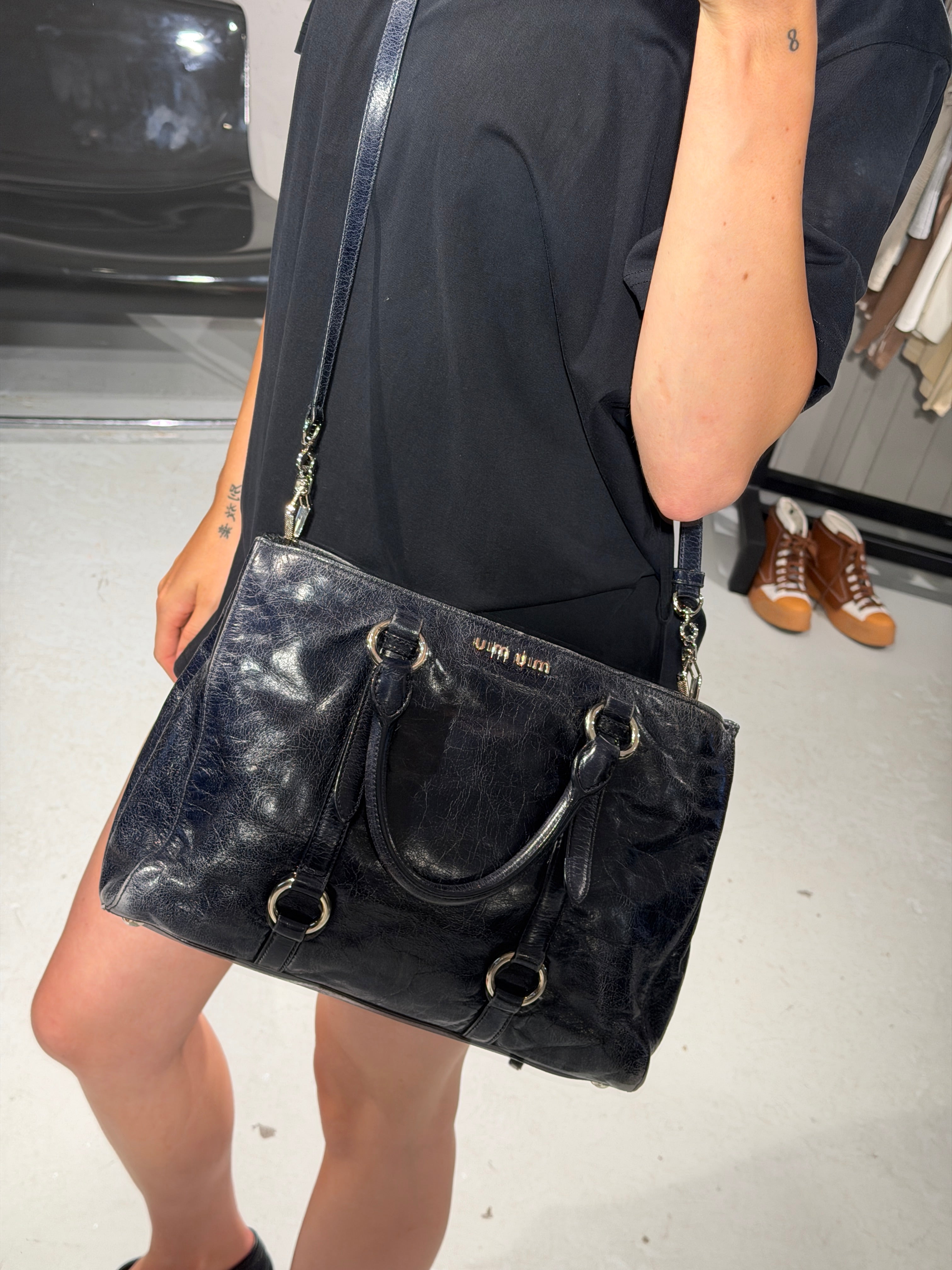 Miu Miu Vitello Lux Bow Tote