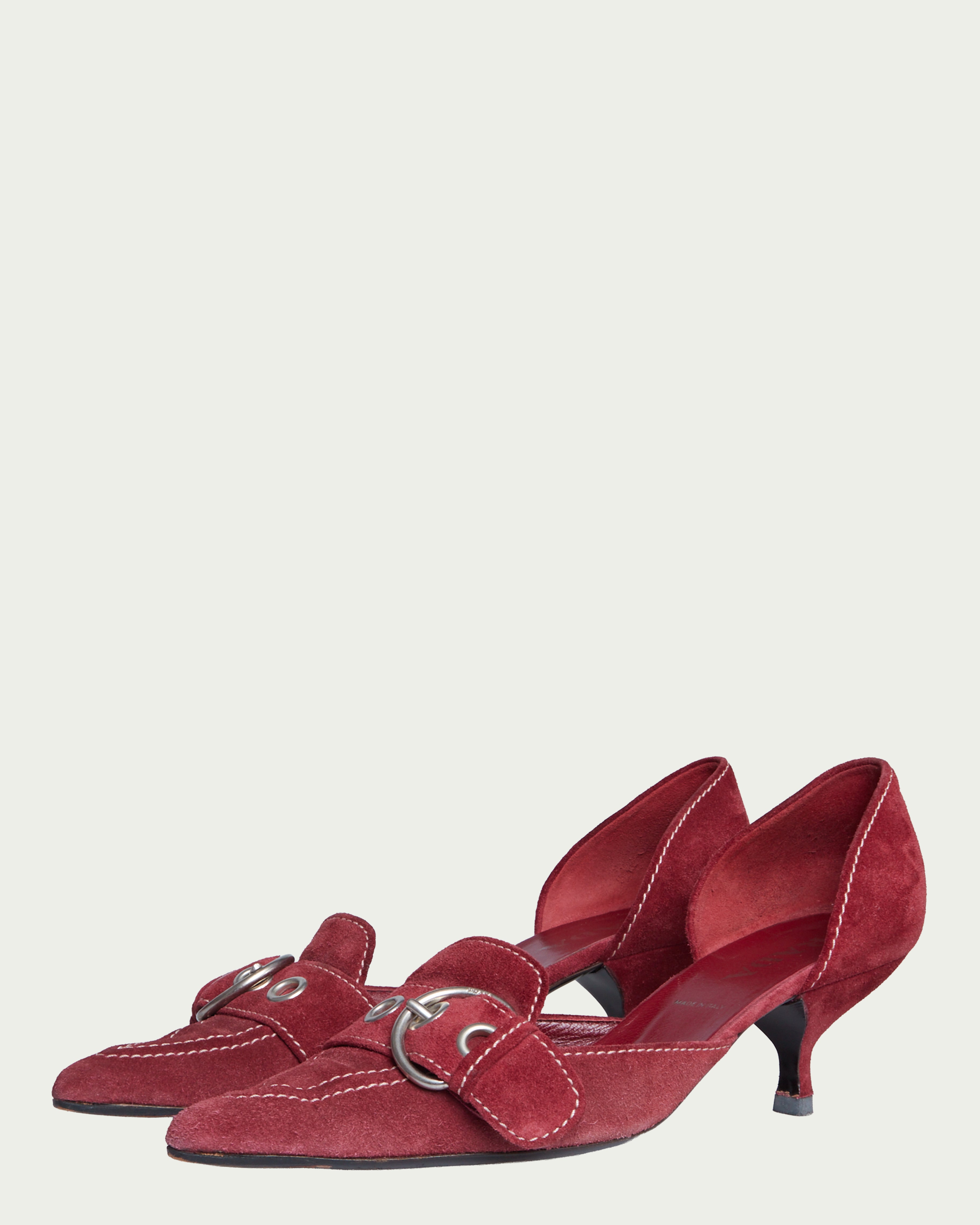 Prada mary-jane suede kitten-heels