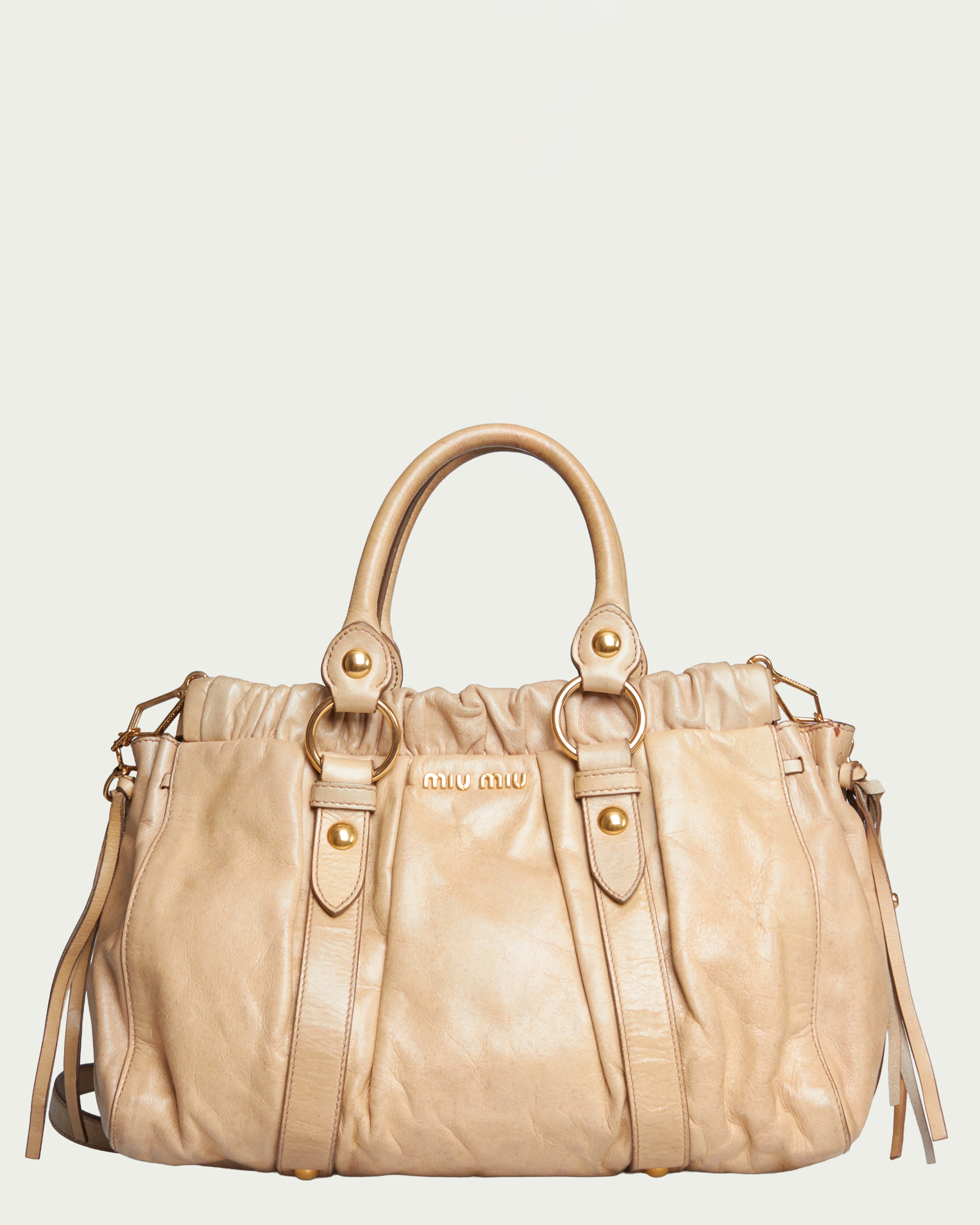 Miu Miu Vitello Lux Gathered Handle Bag