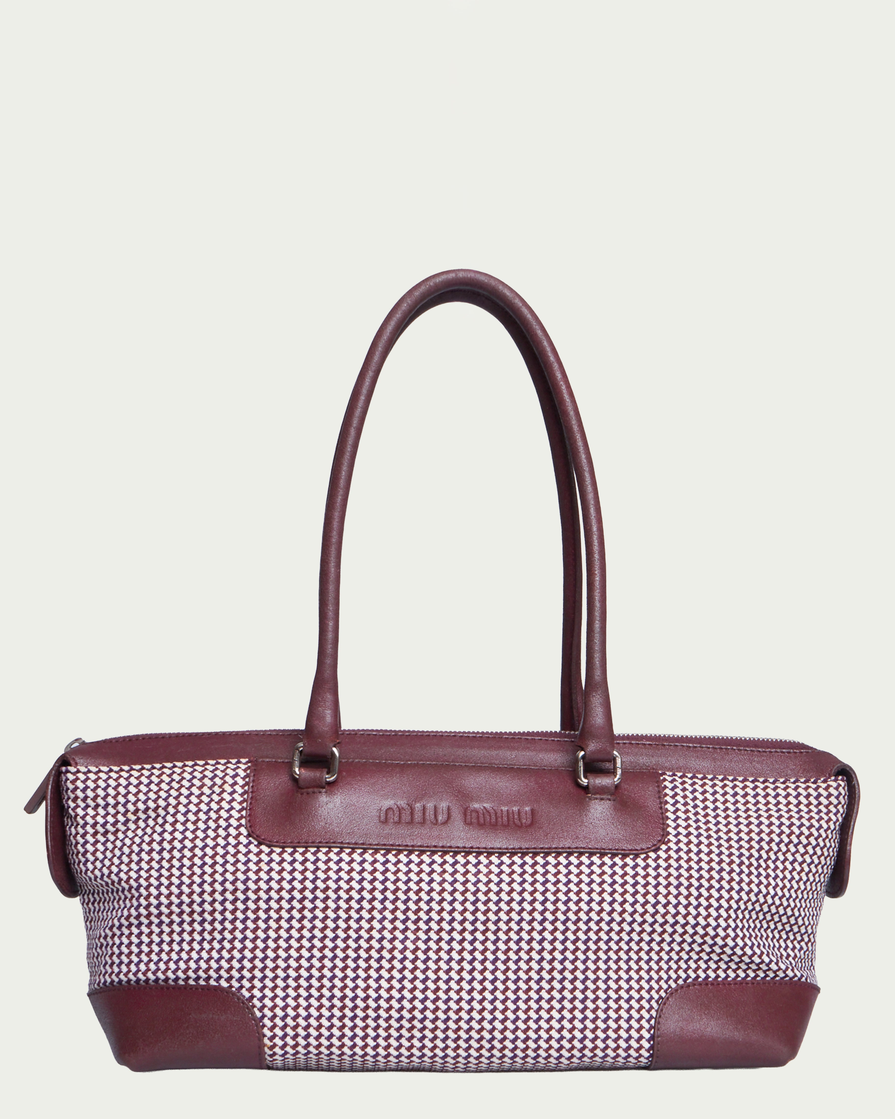 Miu Miu Houndstooth Canvas Tote