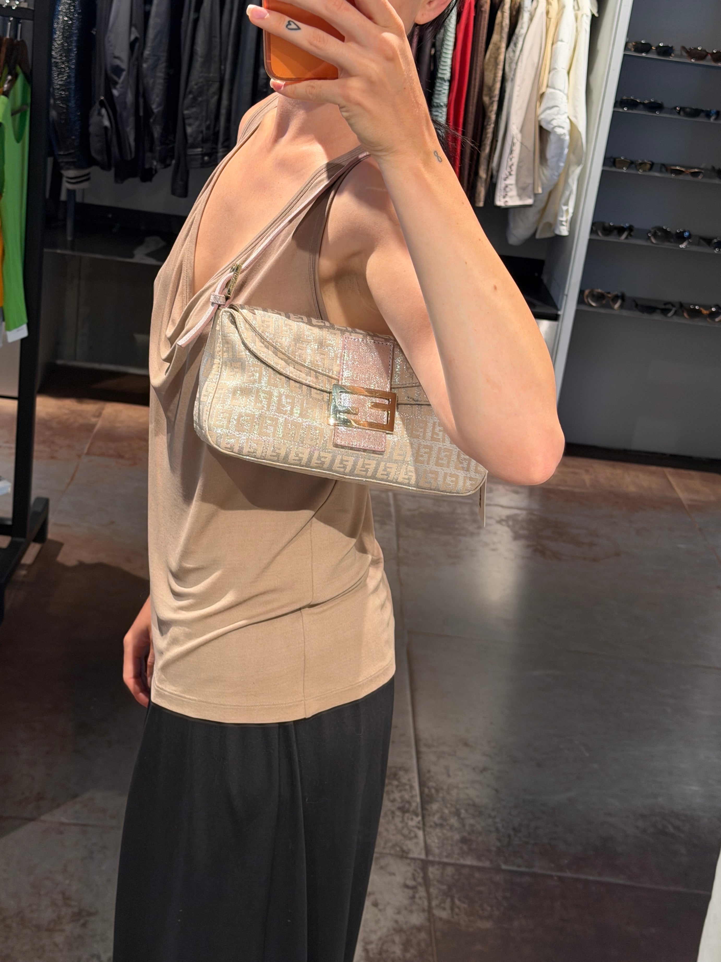 Fendi Baguette Metallic Zucchino