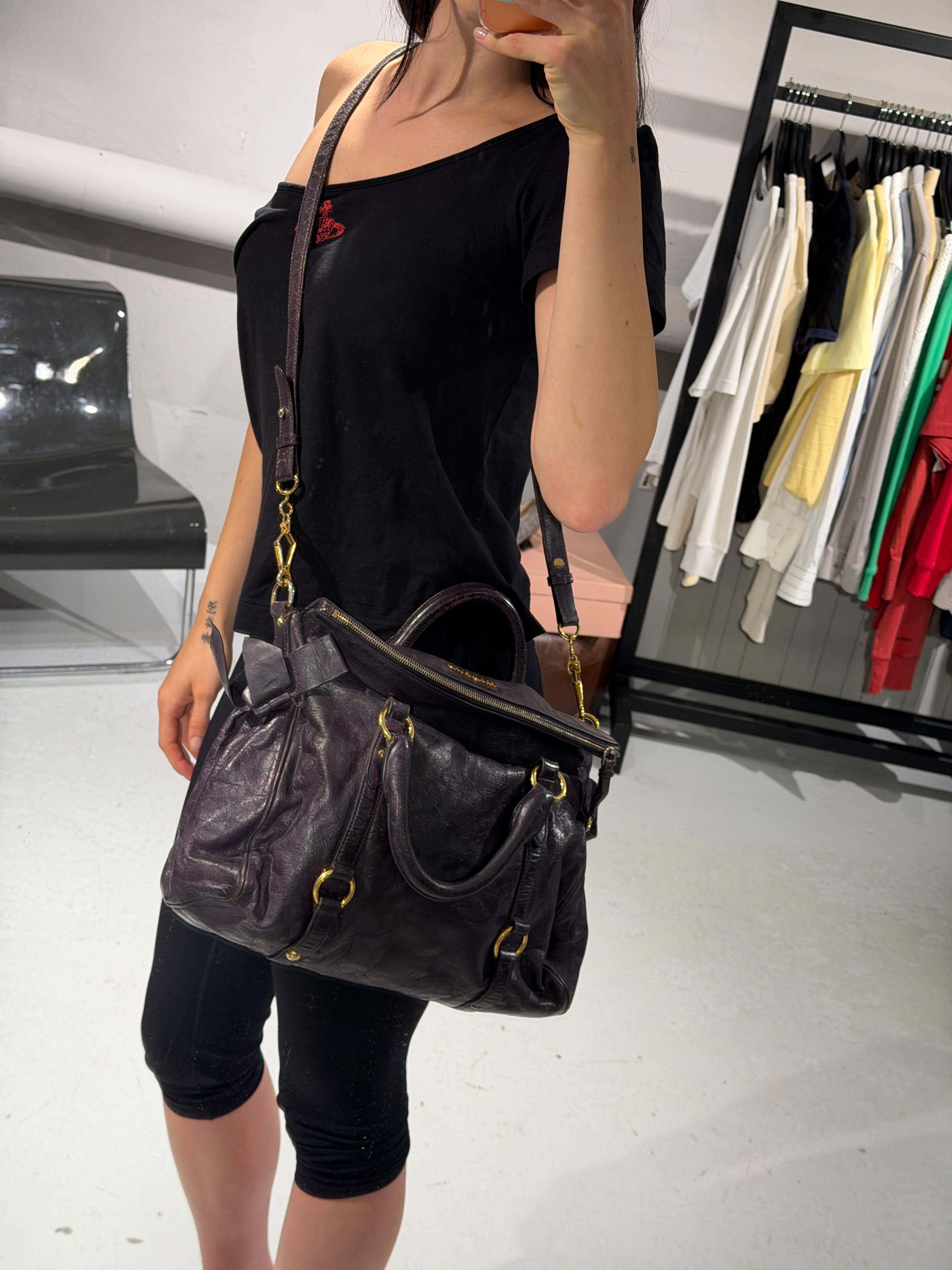 Miu Miu Vitello Lux Bow