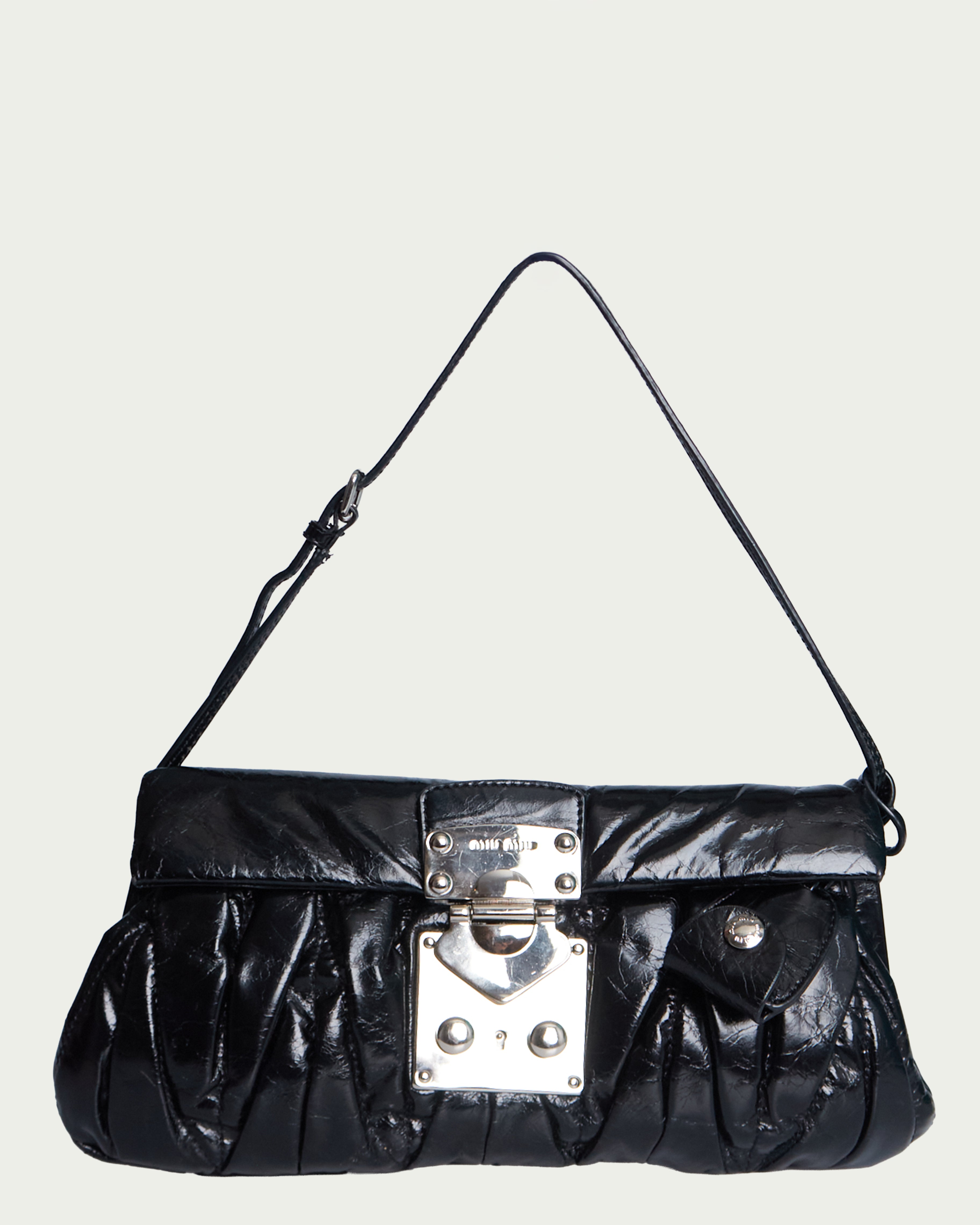 Miu Miu Ruched Leather Shoulder Bag
