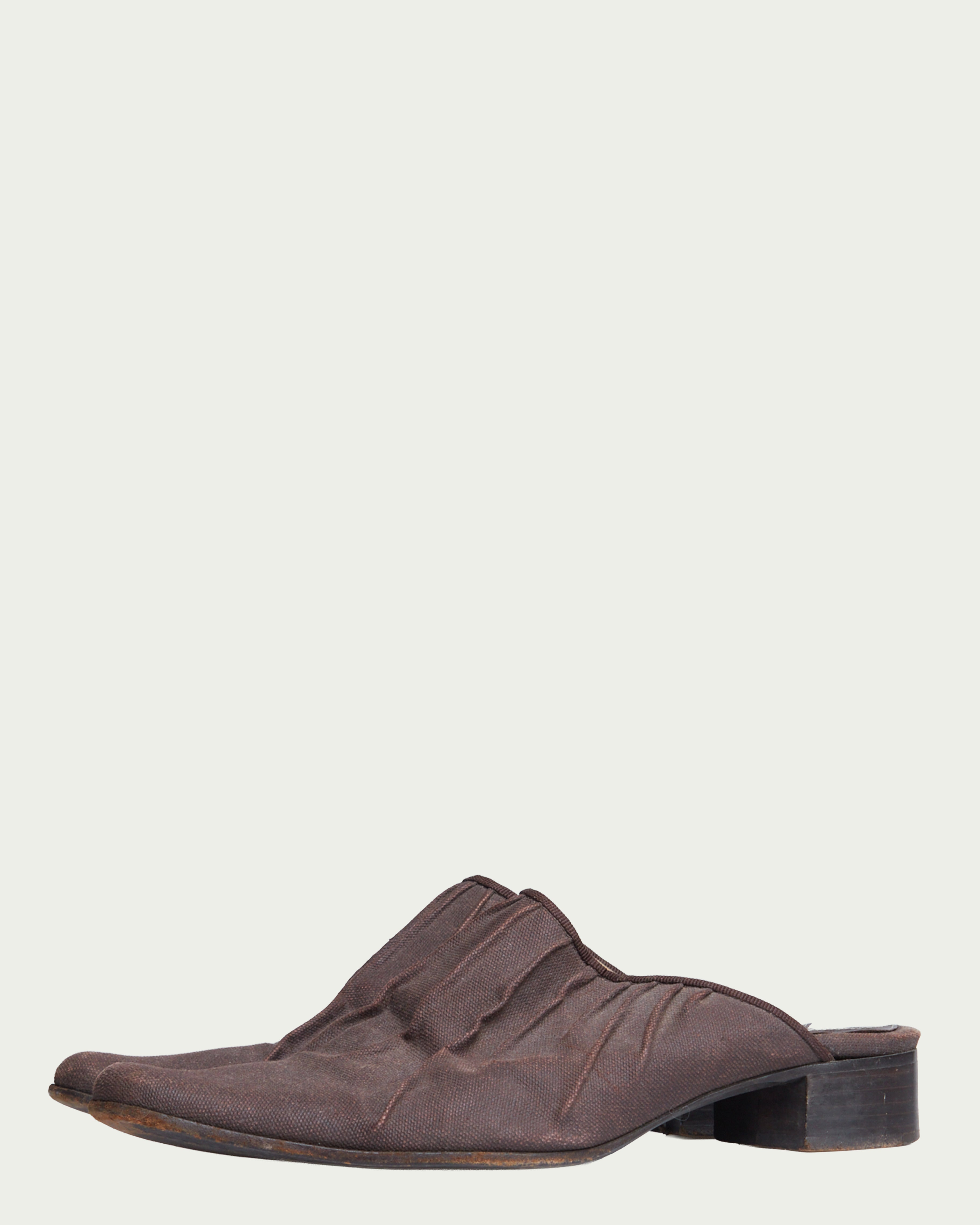 Dries van Noten canvas gathered mules