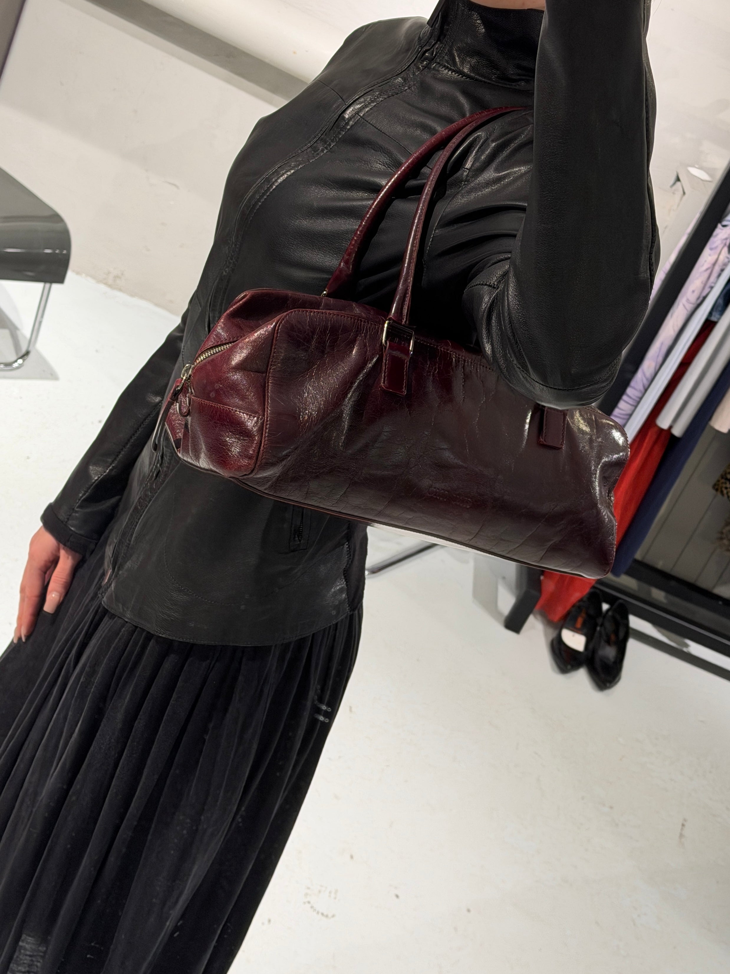 Miu Miu Burgundy Leather Shoulder Bag