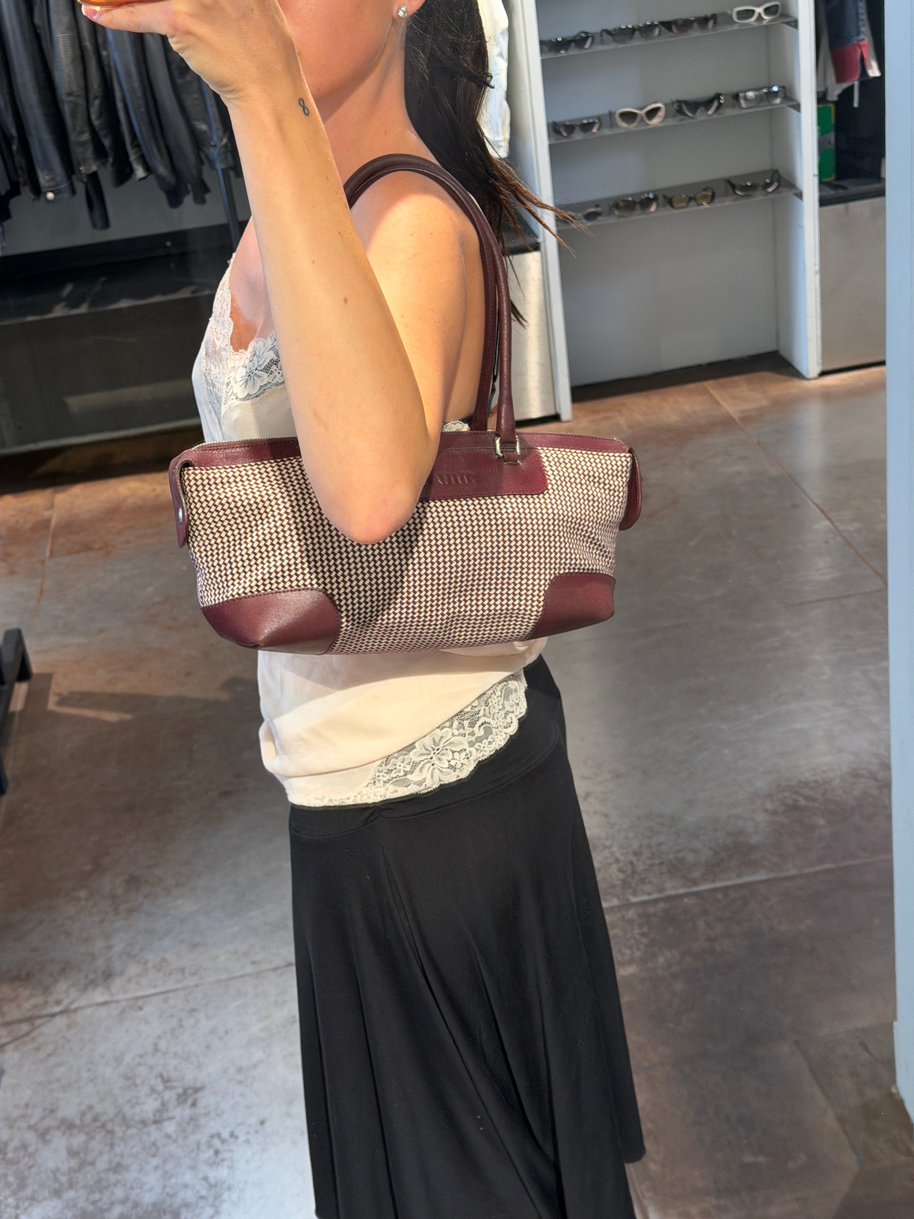 Miu Miu Houndstooth Canvas Tote