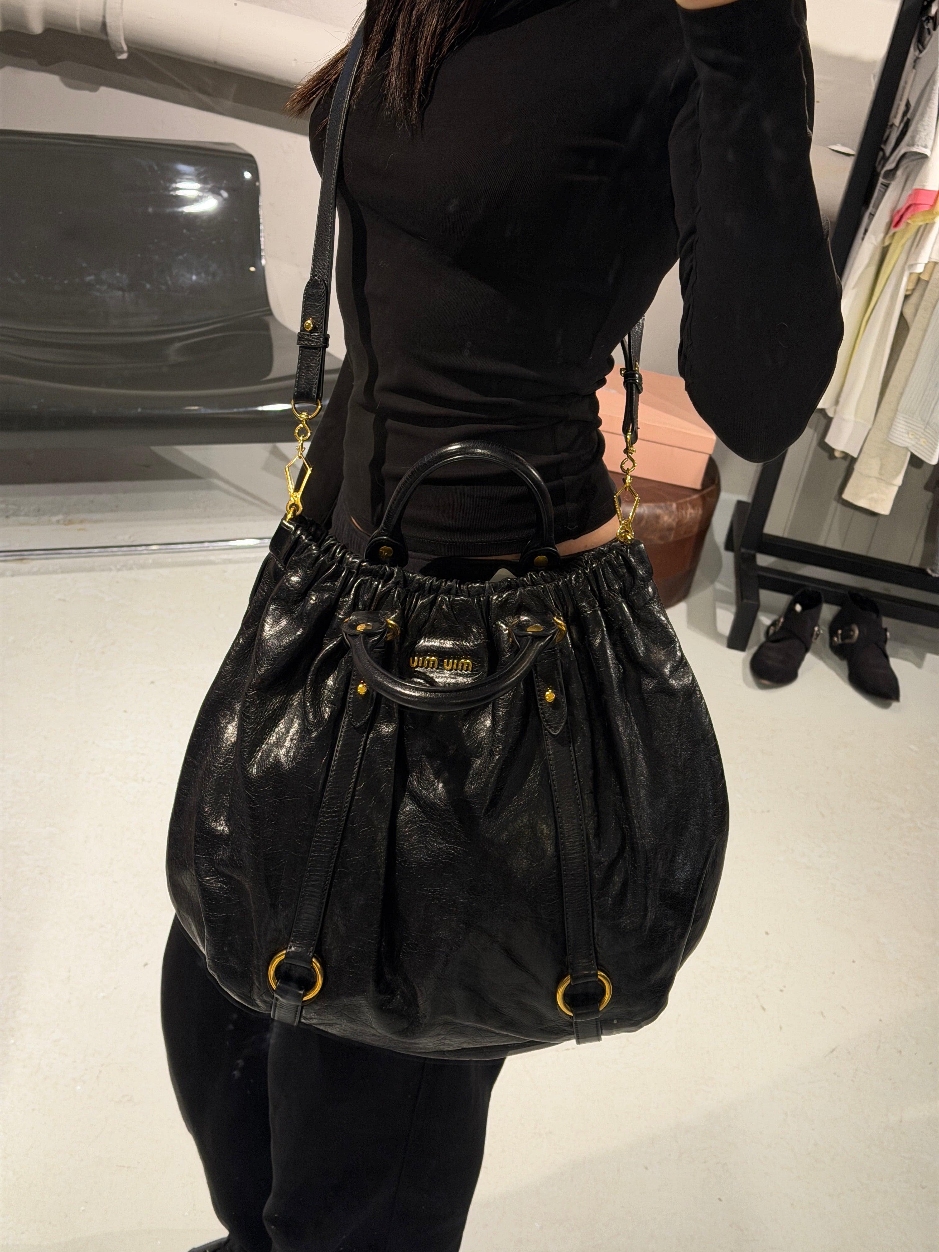Miu Miu Vitello Lux Bow Large Bag