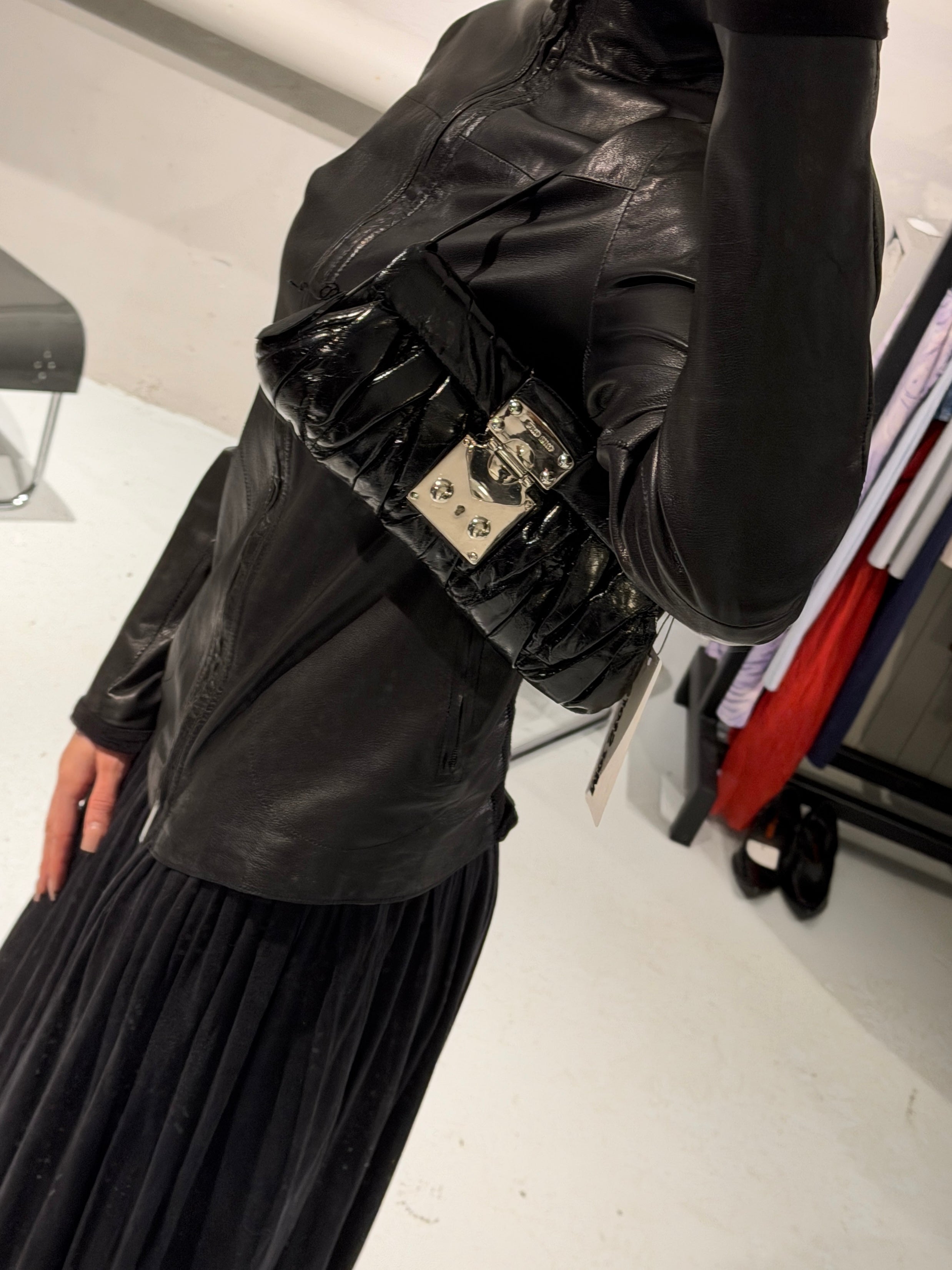 Miu Miu Ruched Leather Shoulder Bag