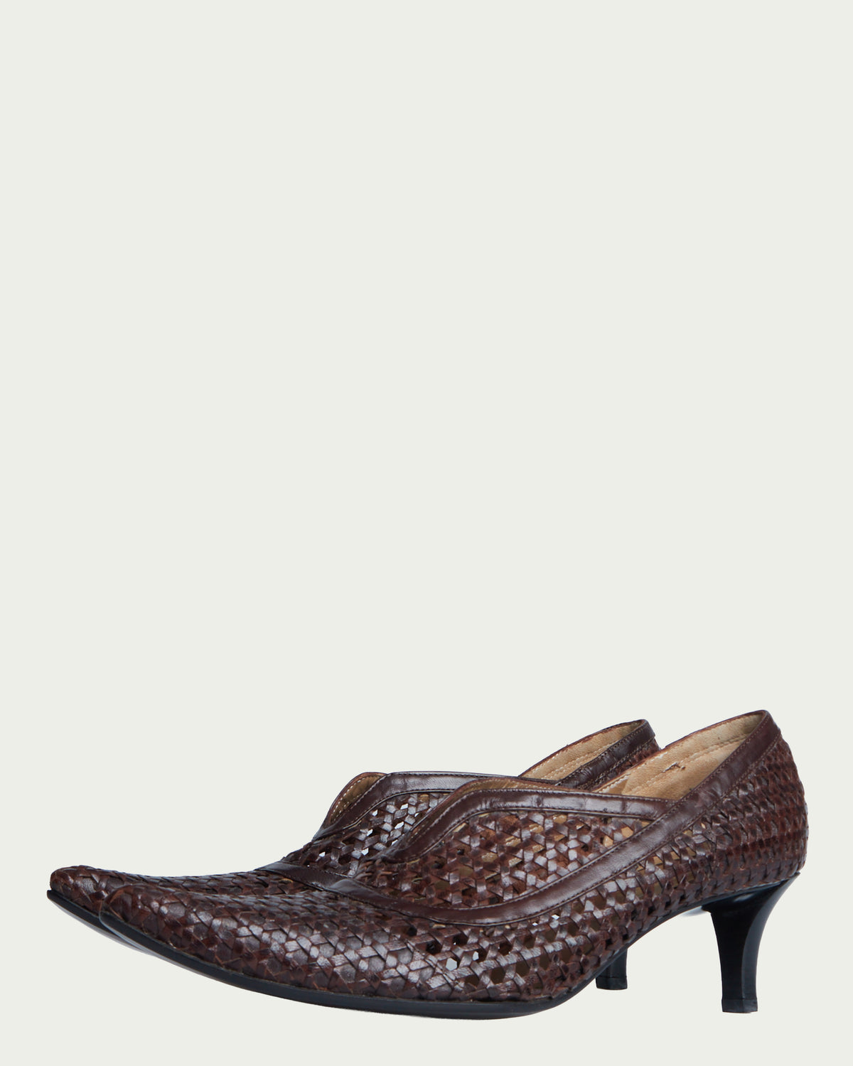 Dirk Bikkembergs pointed woven leather pumps
