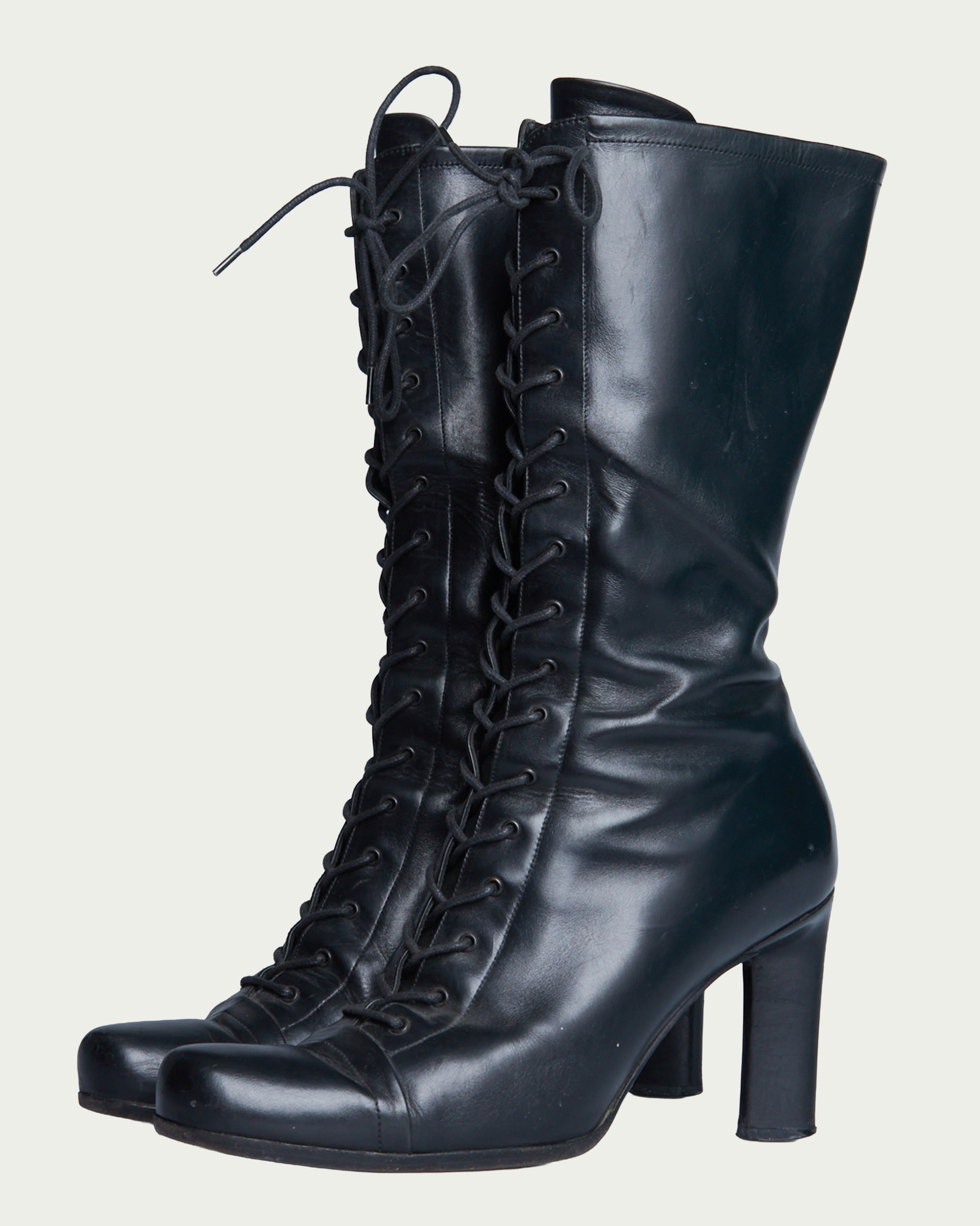 Prada lace-up leather boots