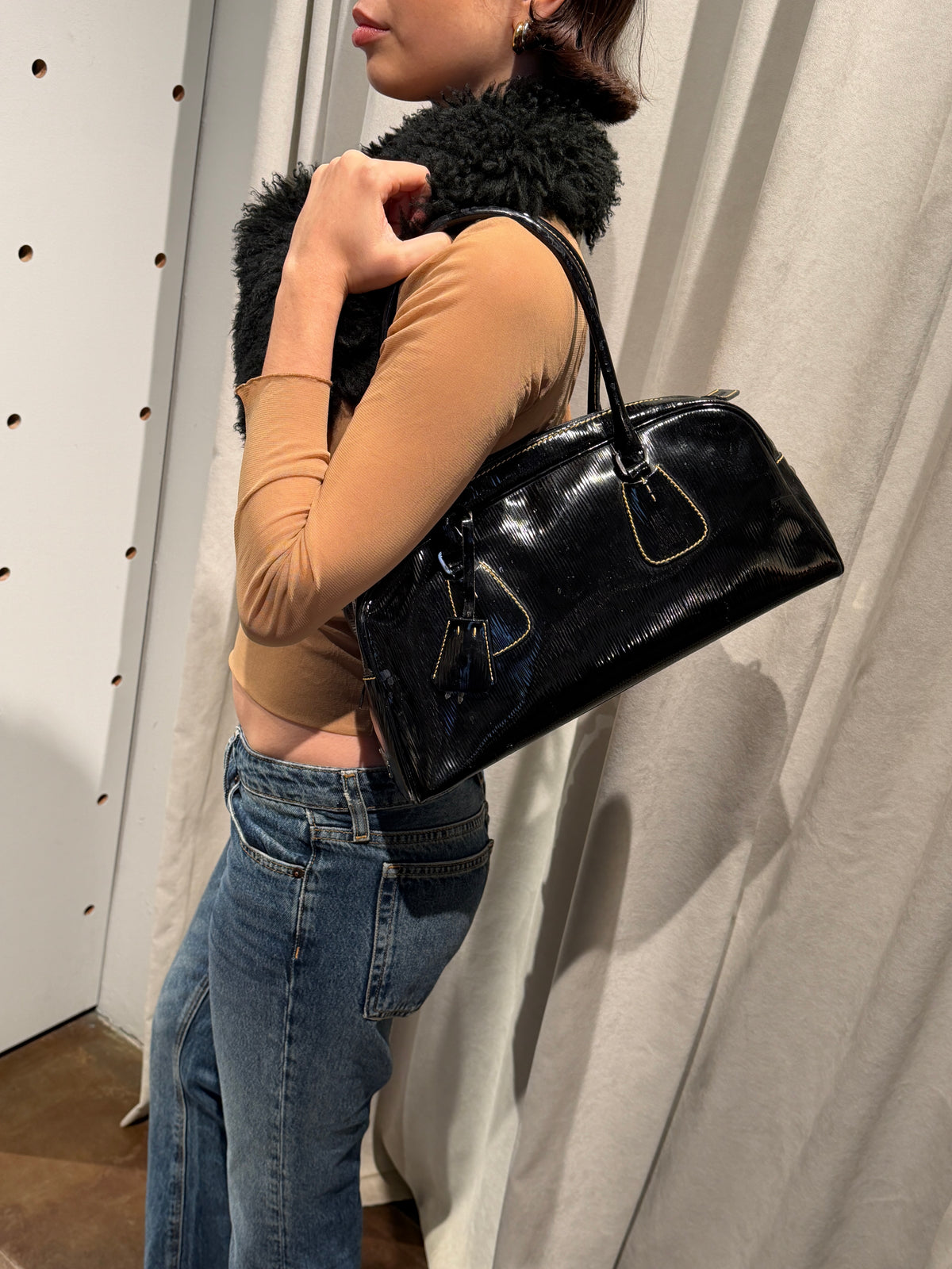 Prada Vernice Old Bowler Bag