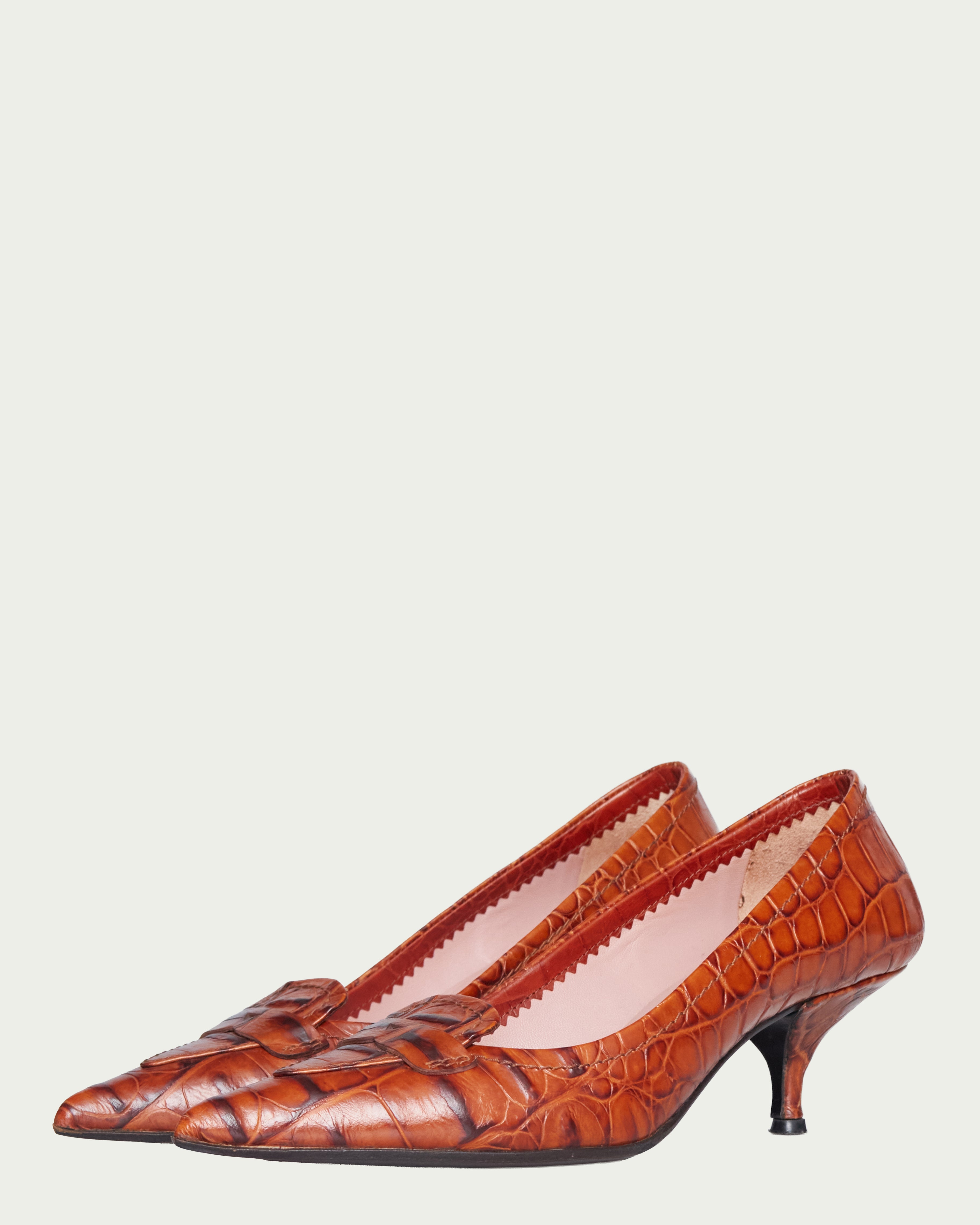 Miu Miu crocodile leather kitten heels