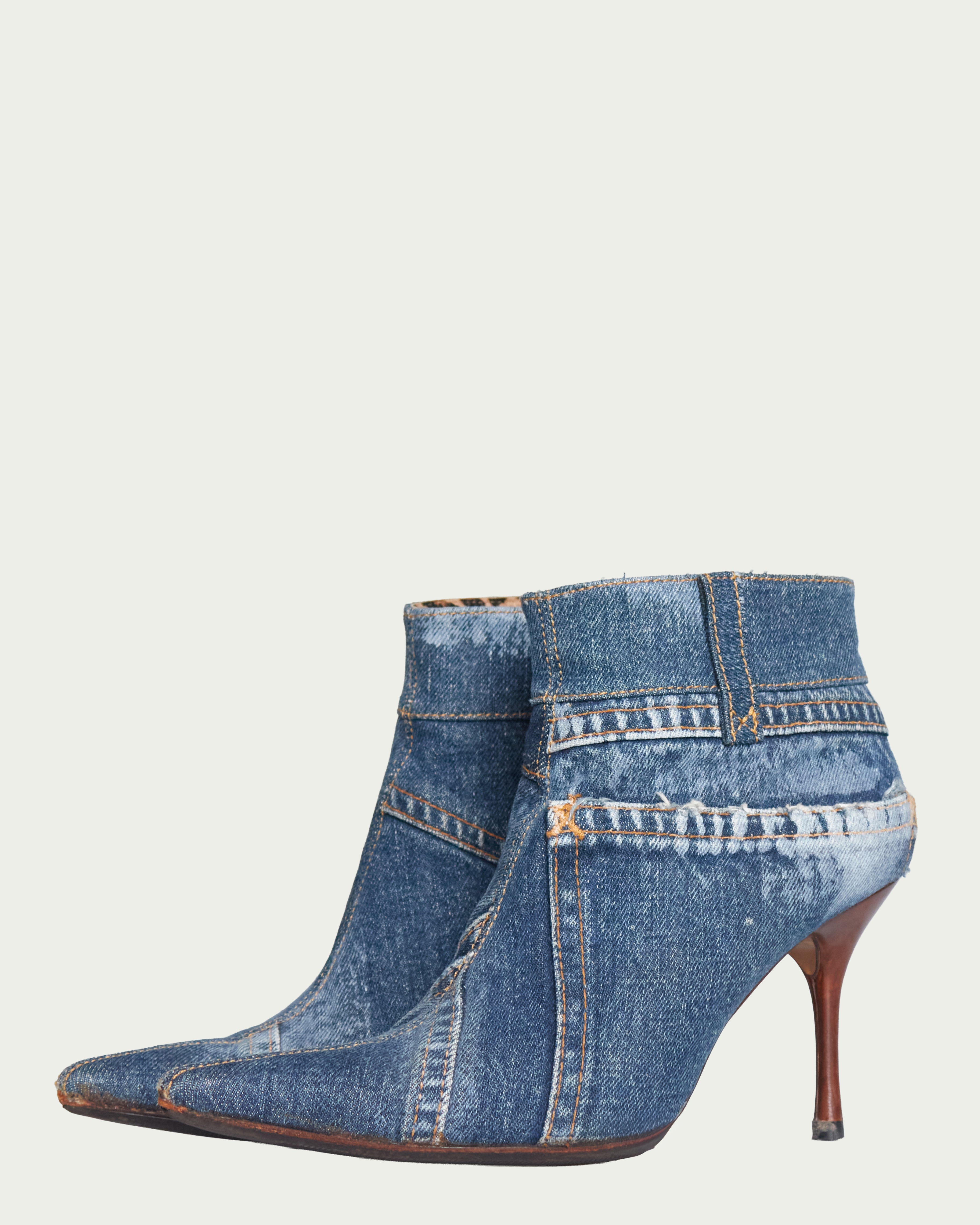 Dolce & Gabbana embellished patchwork-denim enkelboots