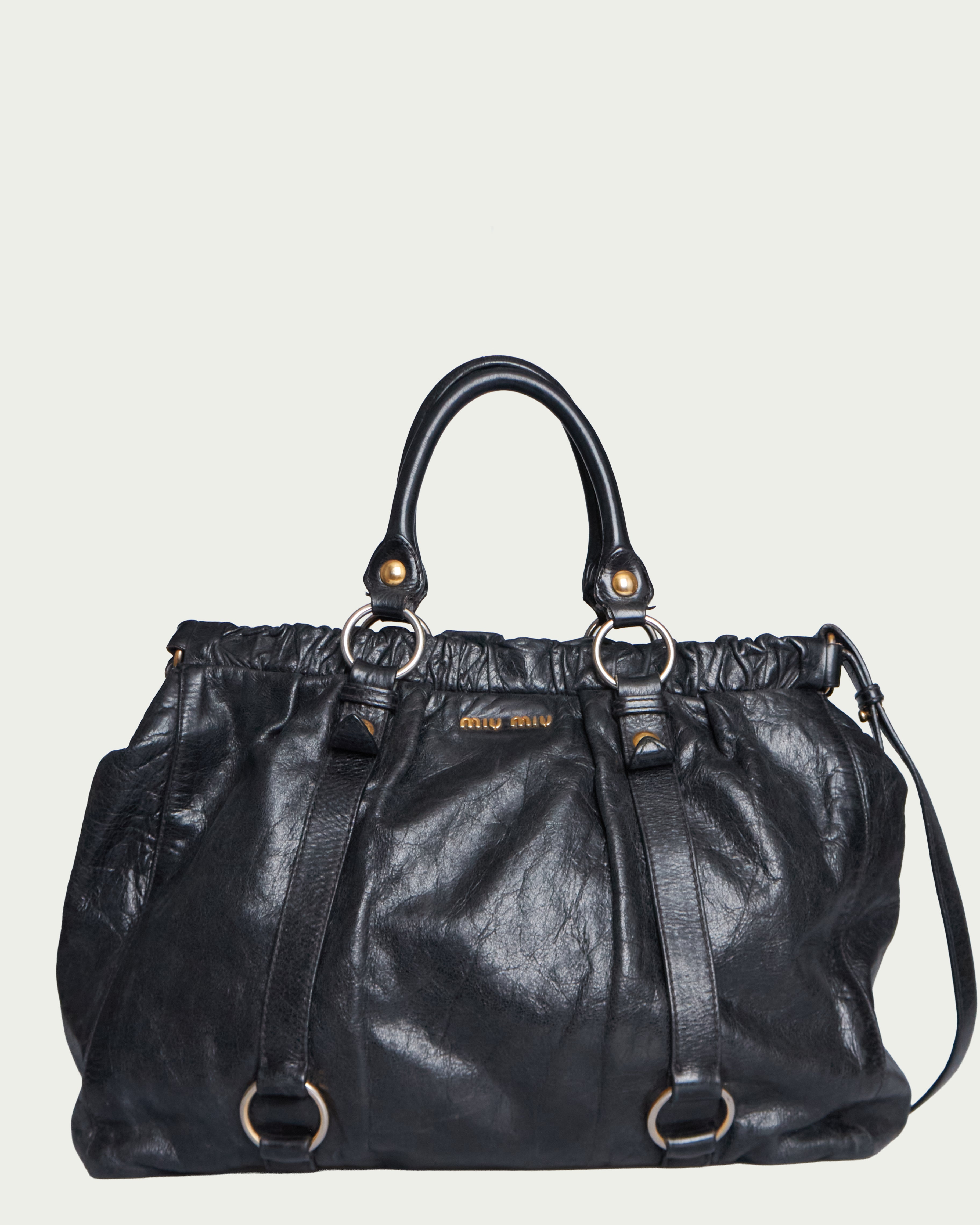 Miu Miu Vitello Lux Bow Tote Large