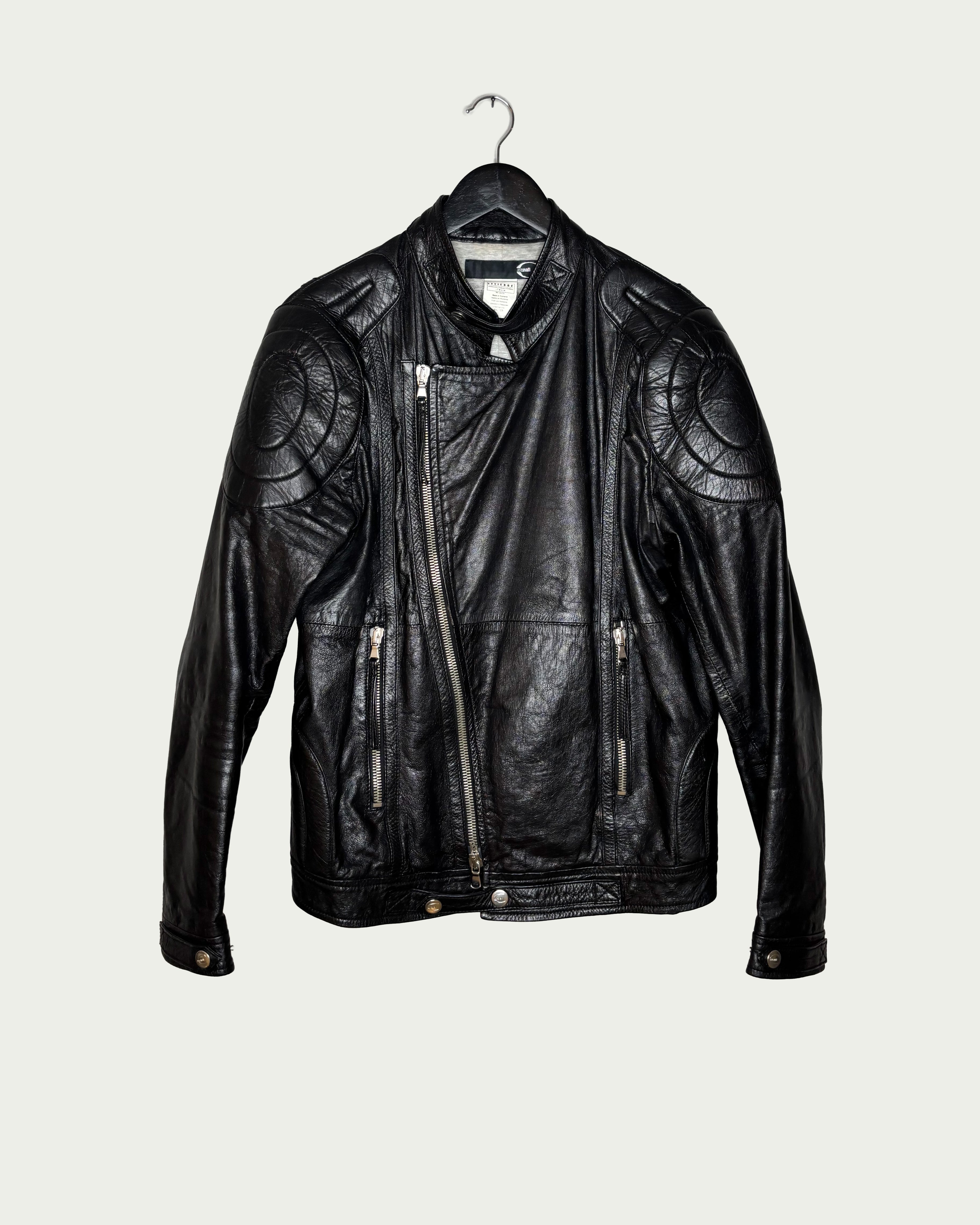 Cavalli 00s Black Leather Biker Jacket