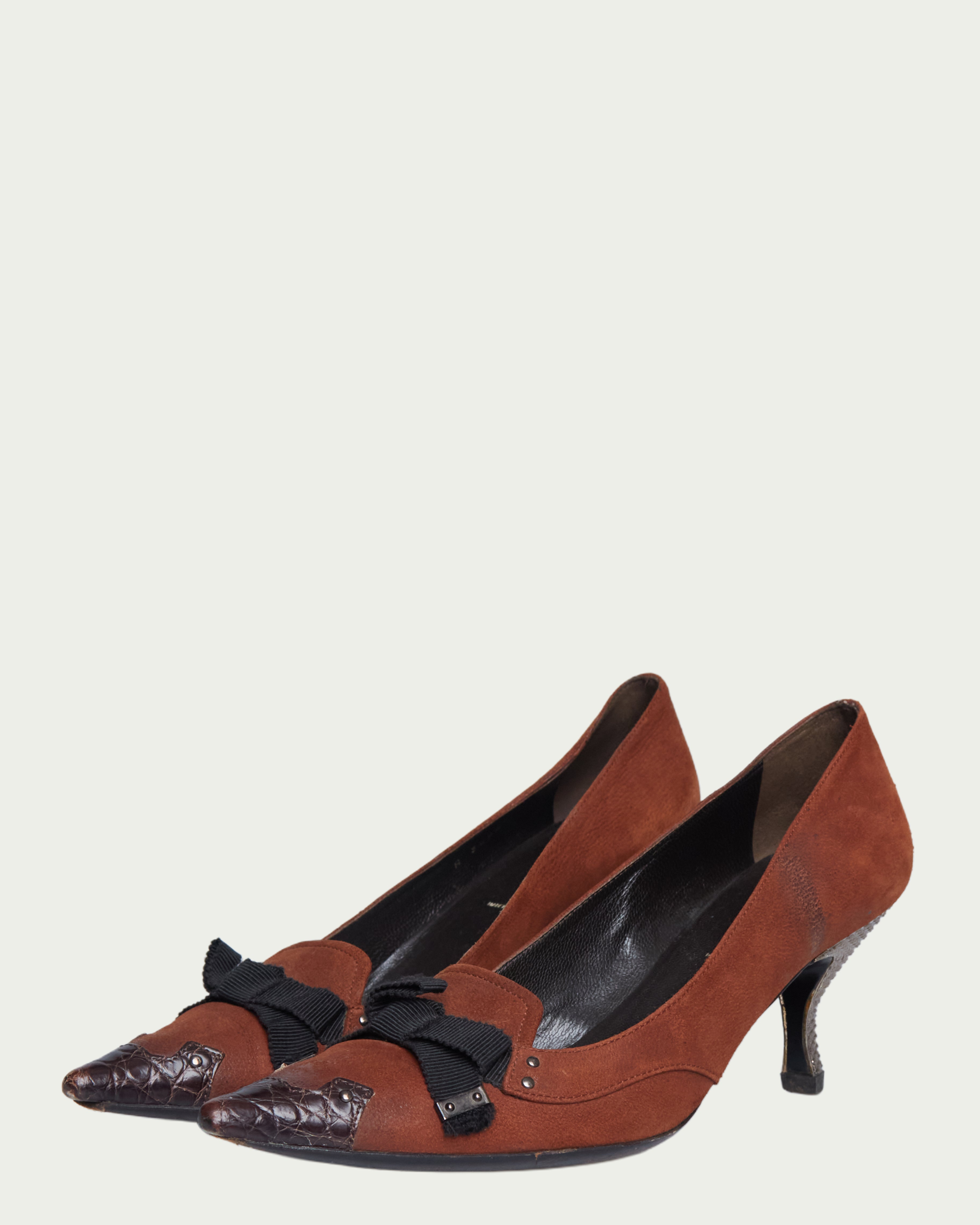 Prada embossed leather heels