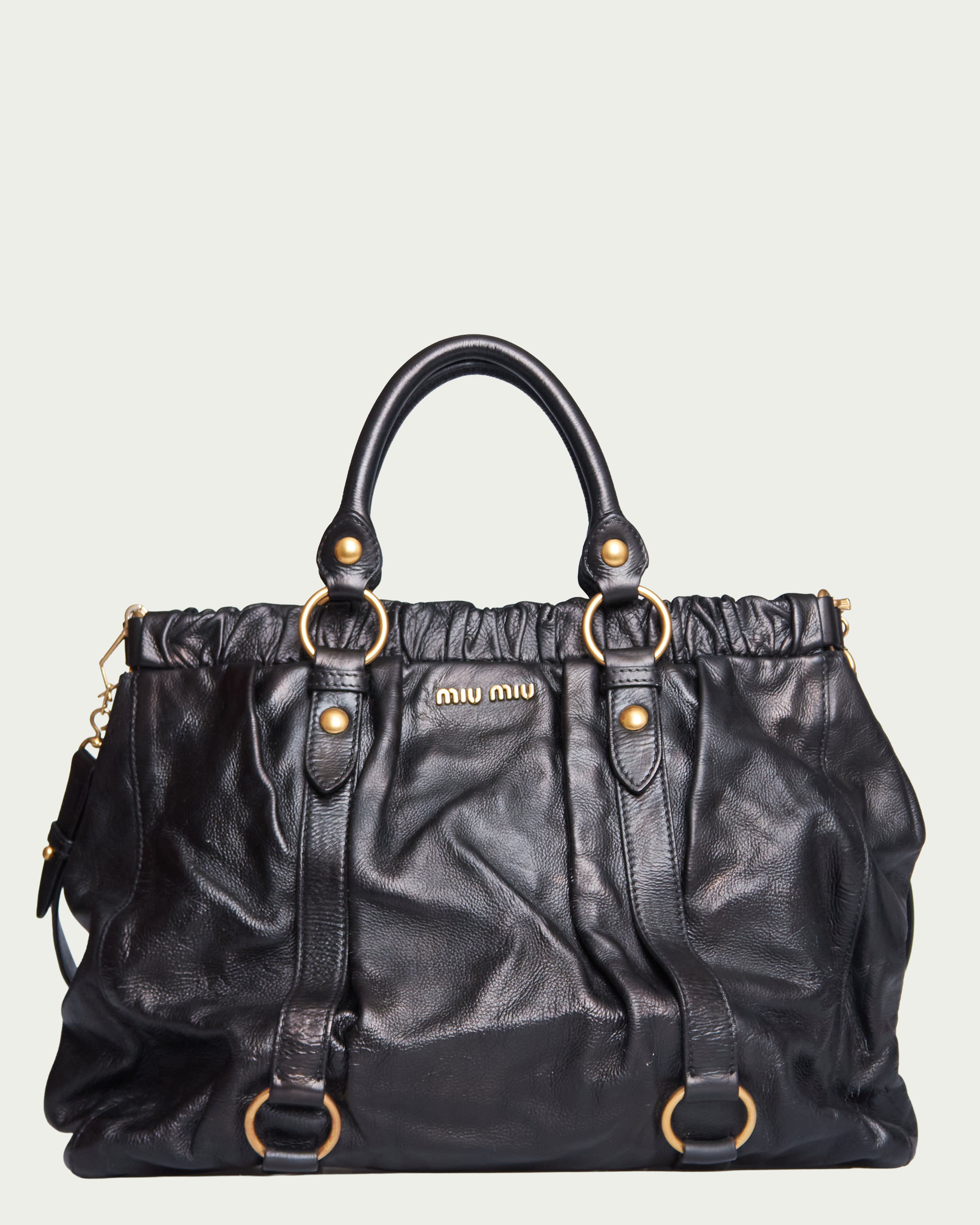 Miu Miu Vitello Lux Bow Tote Large