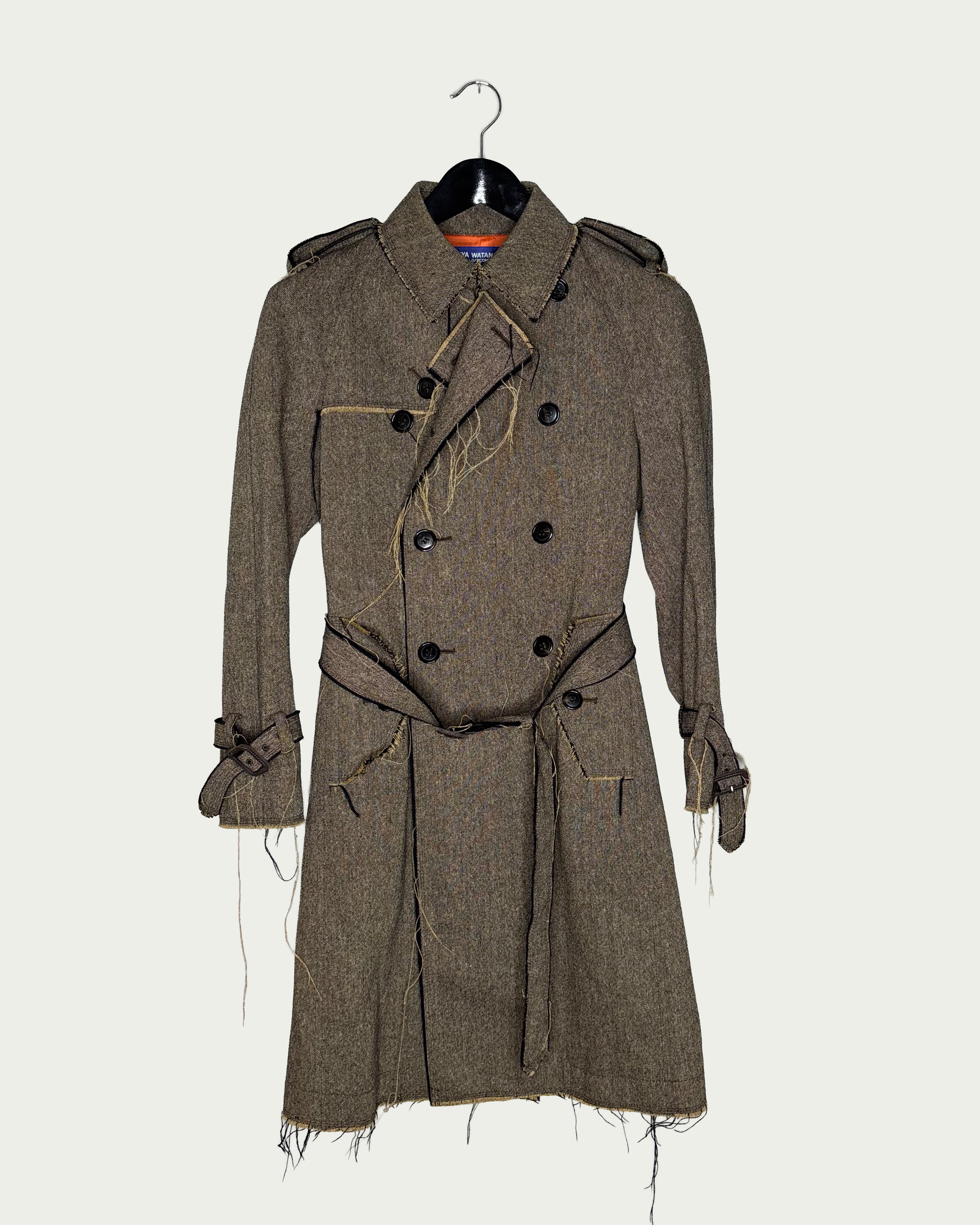 Junya Watanabe F/W'2004 Distressed Brown Double Breasted Trench Coat