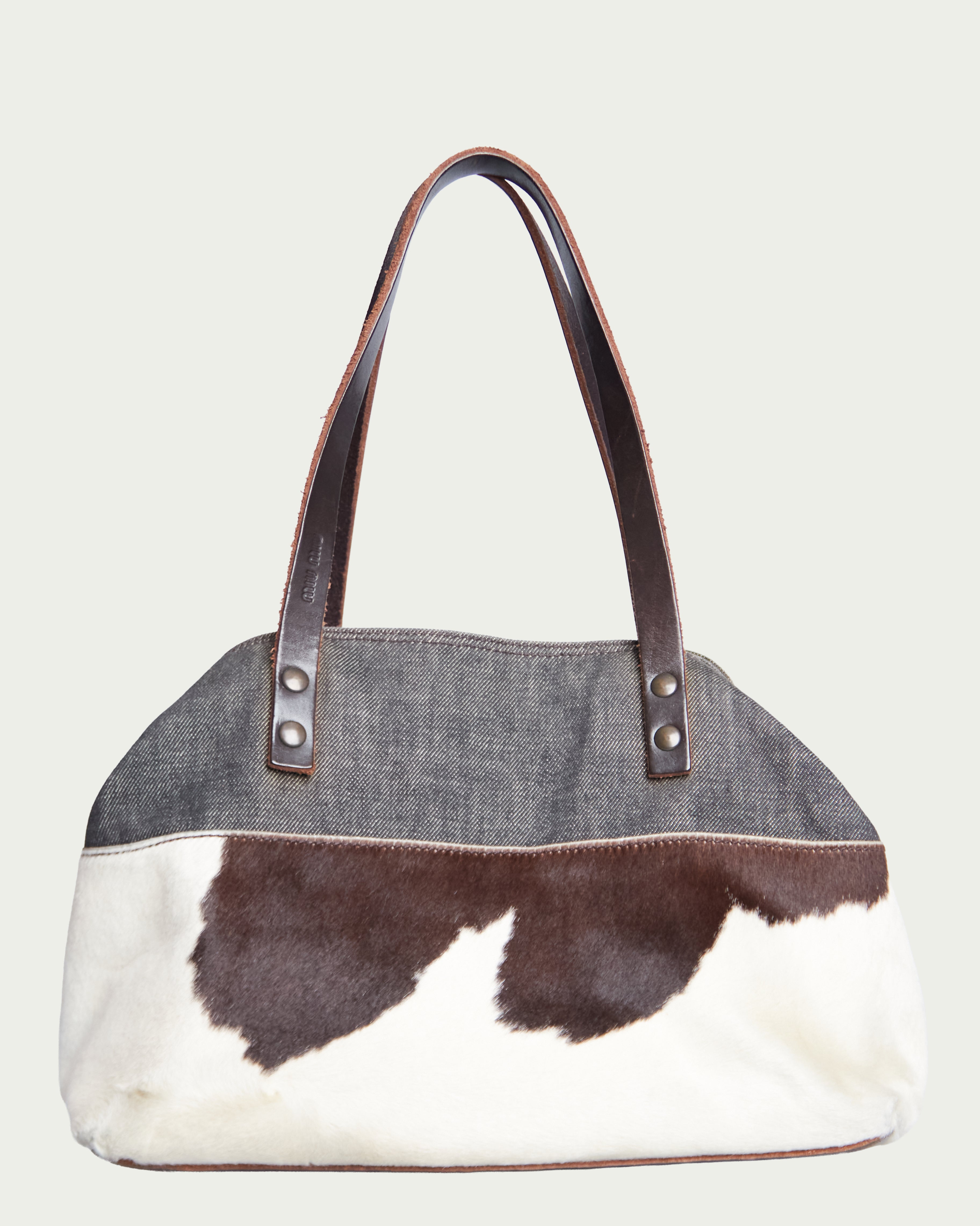 Miu Miu Denim Pony Hair Tote Bag