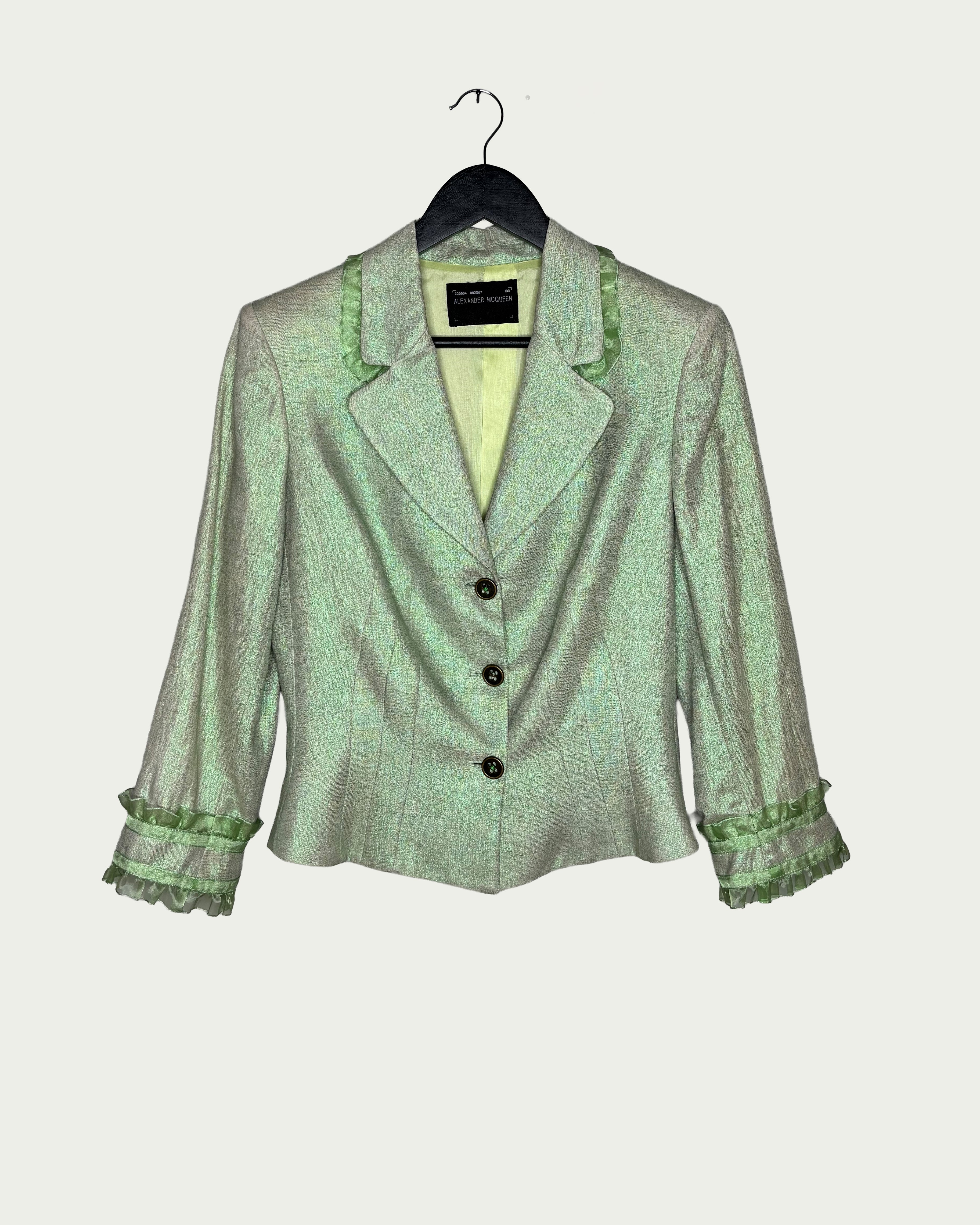 Alexander McQueen S/S'1995 Fringed Lime Green Blazer