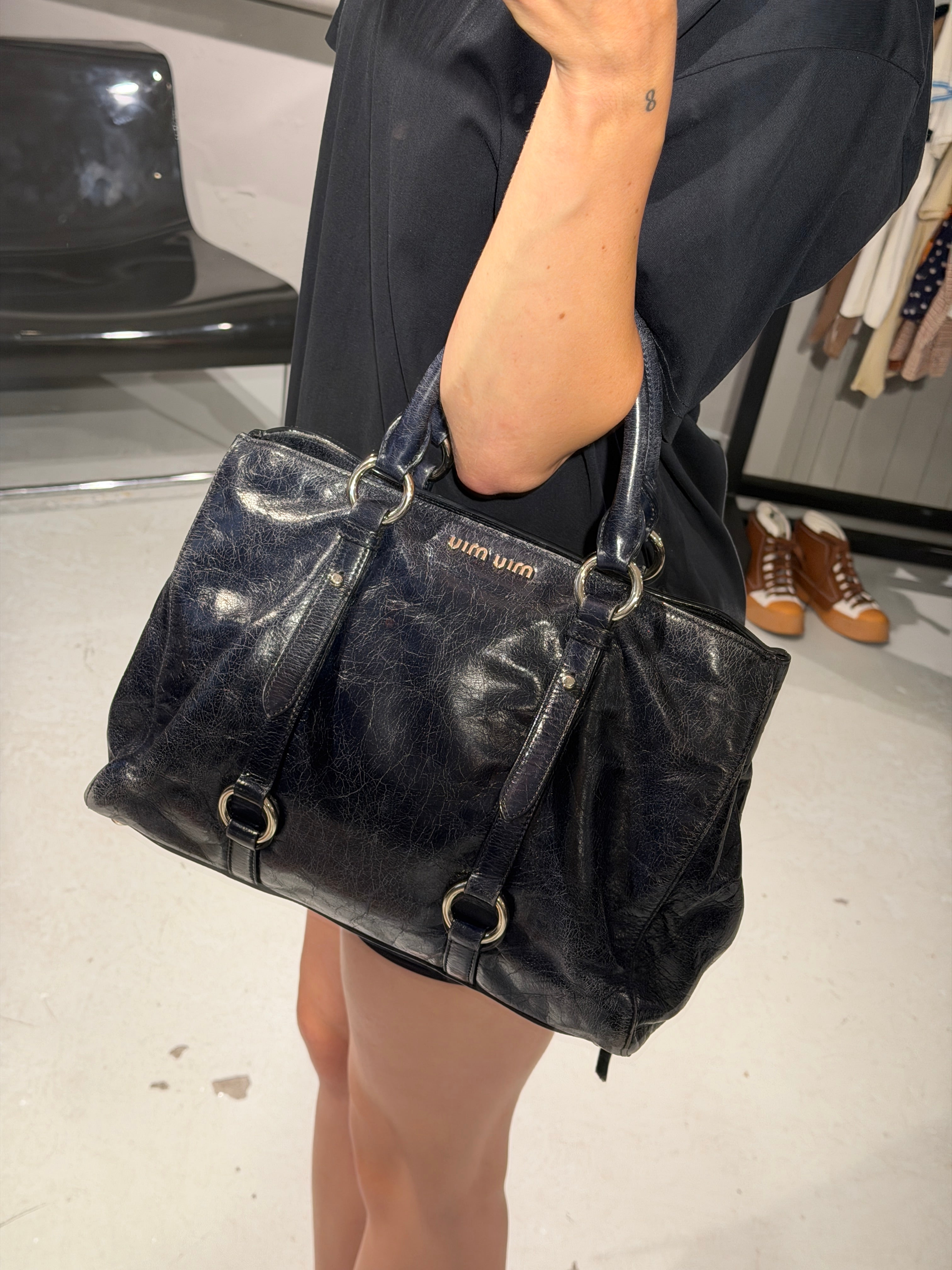 Miu Miu Vitello Lux Bow Tote
