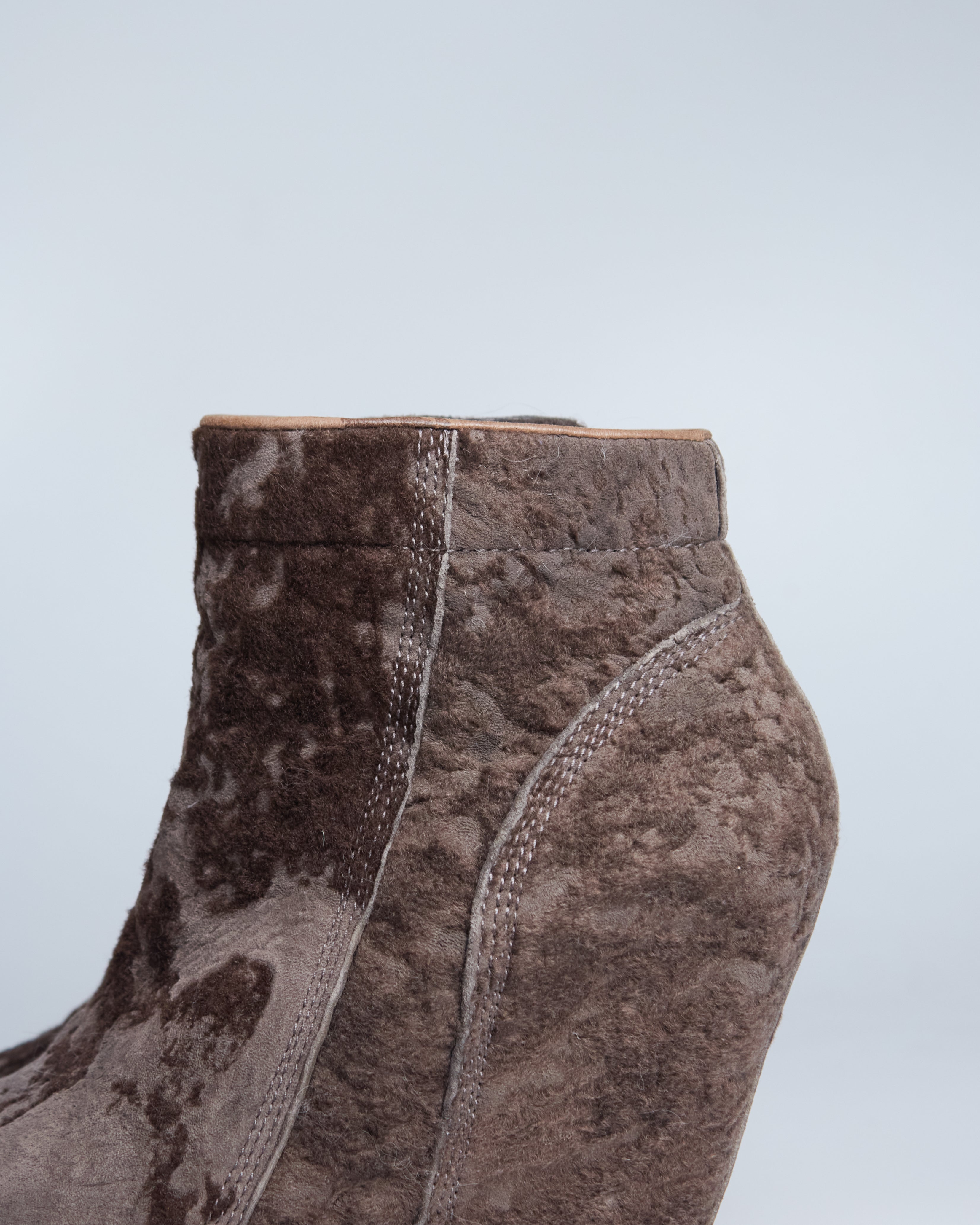 Rick Owens distressed shearling wedges