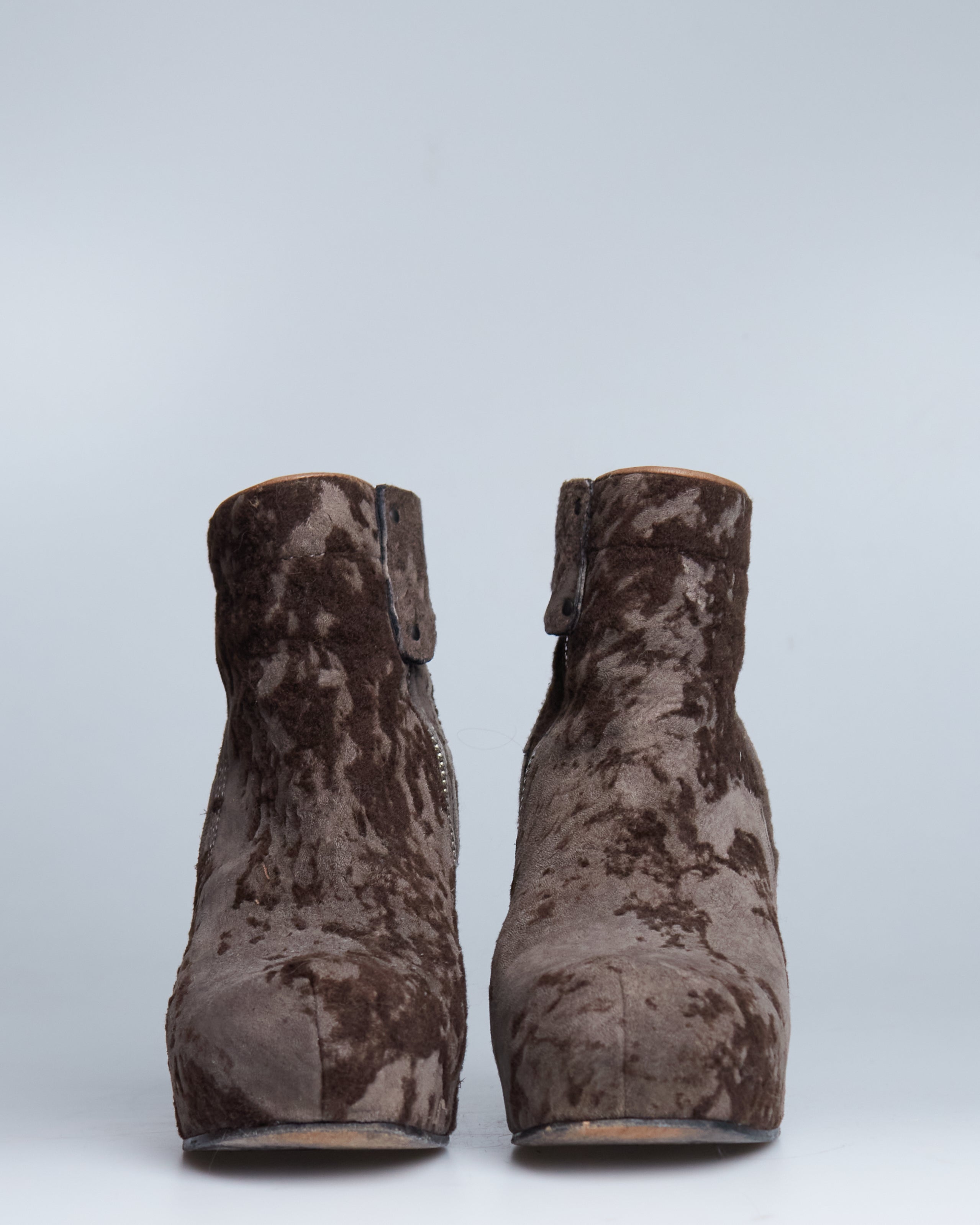 Rick Owens distressed shearling wedges