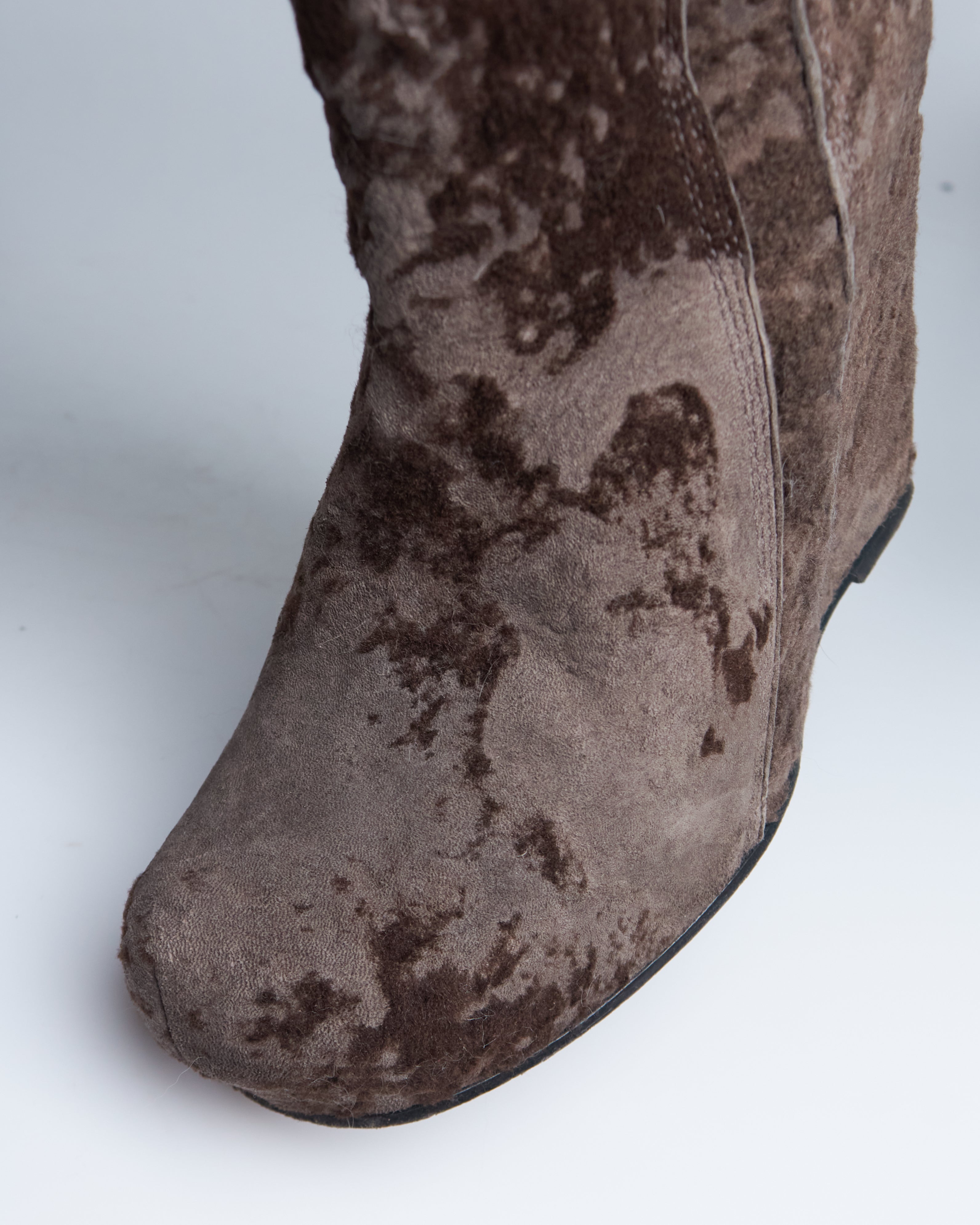 Rick Owens distressed shearling wedges