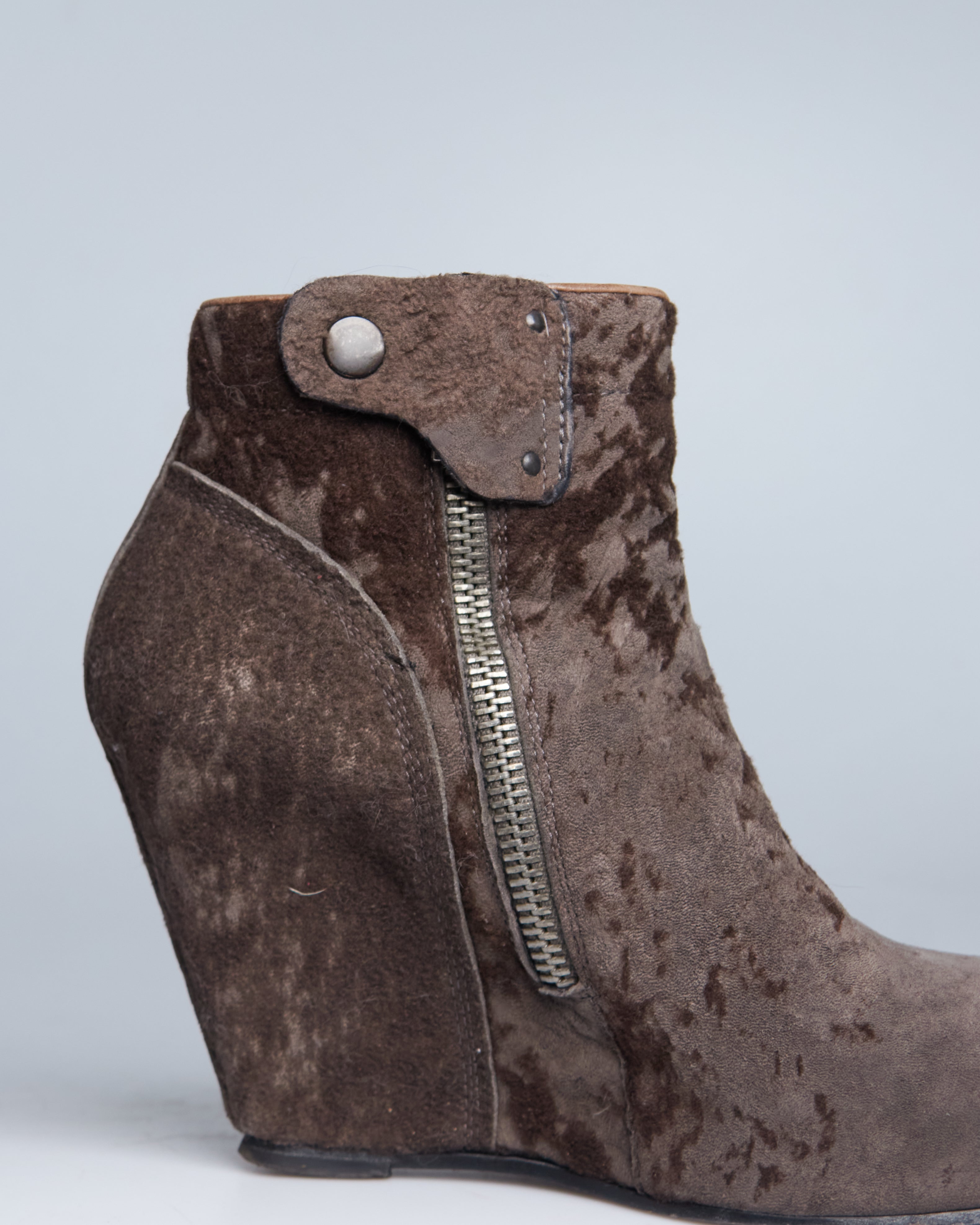 Rick Owens distressed shearling wedges