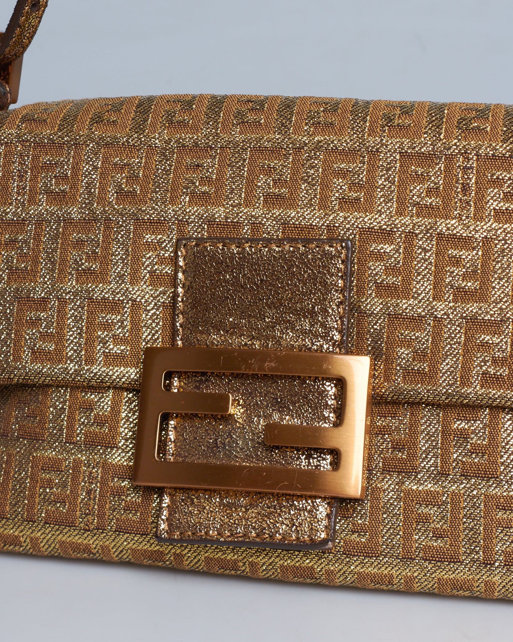 Fendi Metallic Zucca Mini Baguette