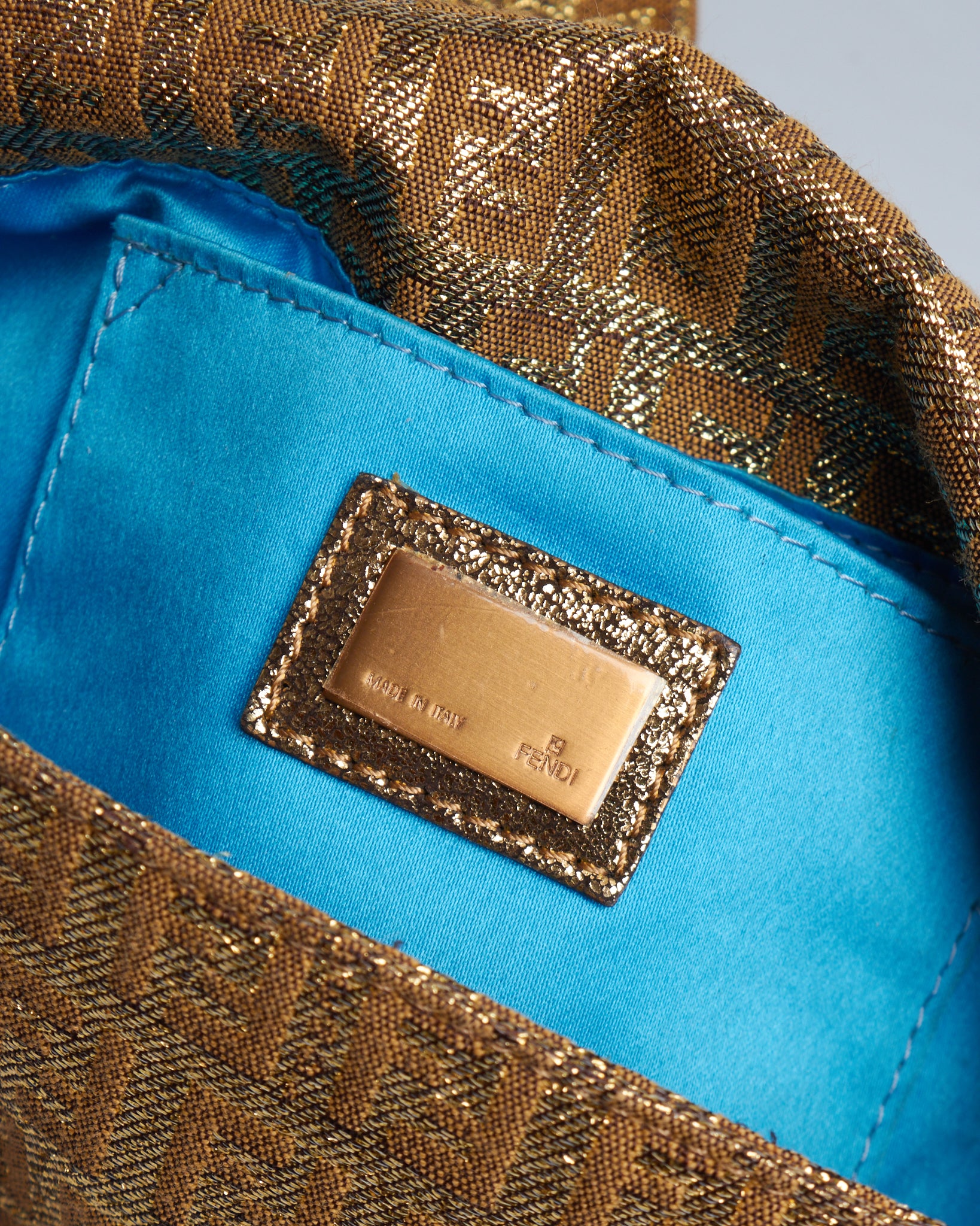 Fendi Metallic Zucca Mini Baguette