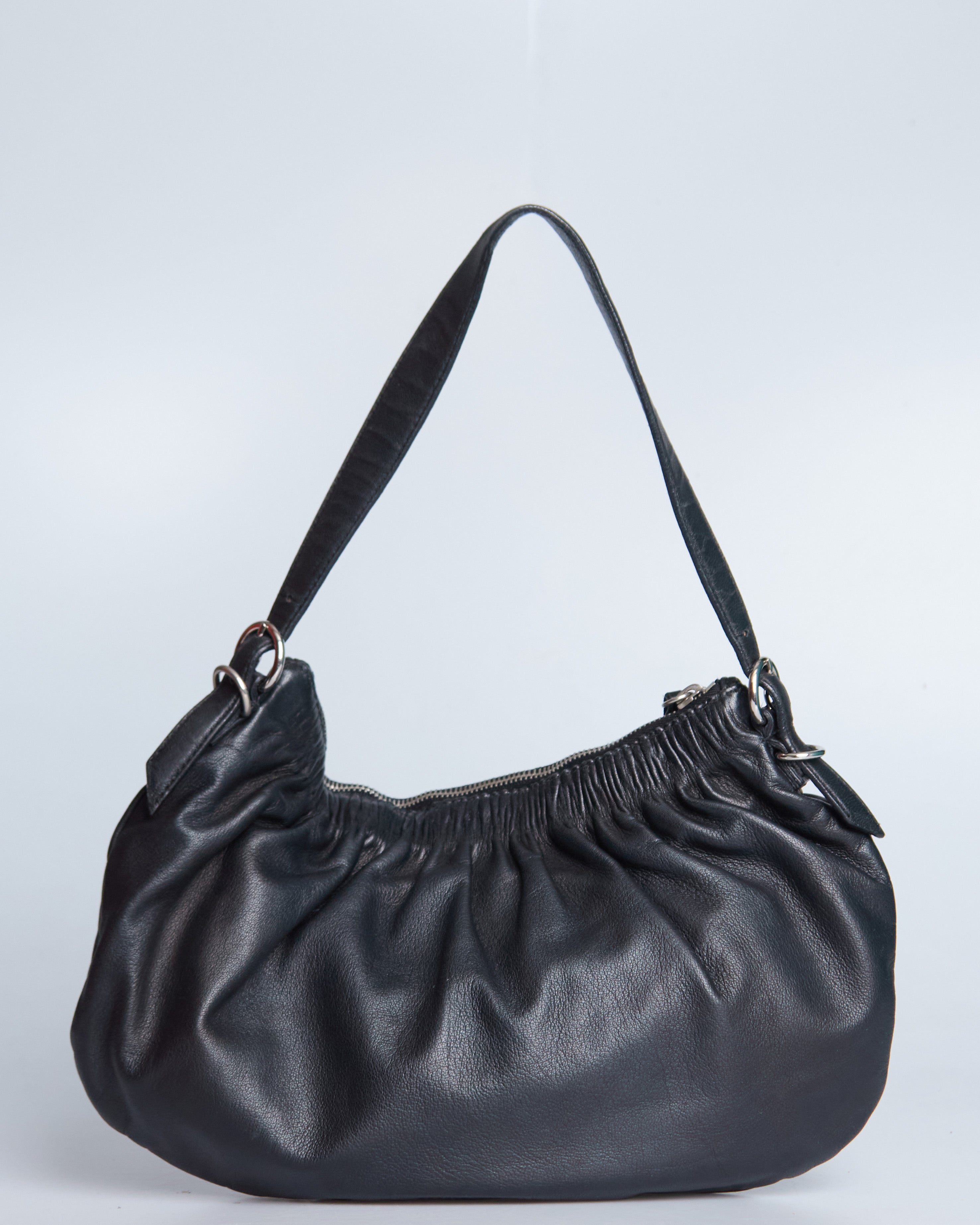Miu Miu Gathered Leather Hobo Bag