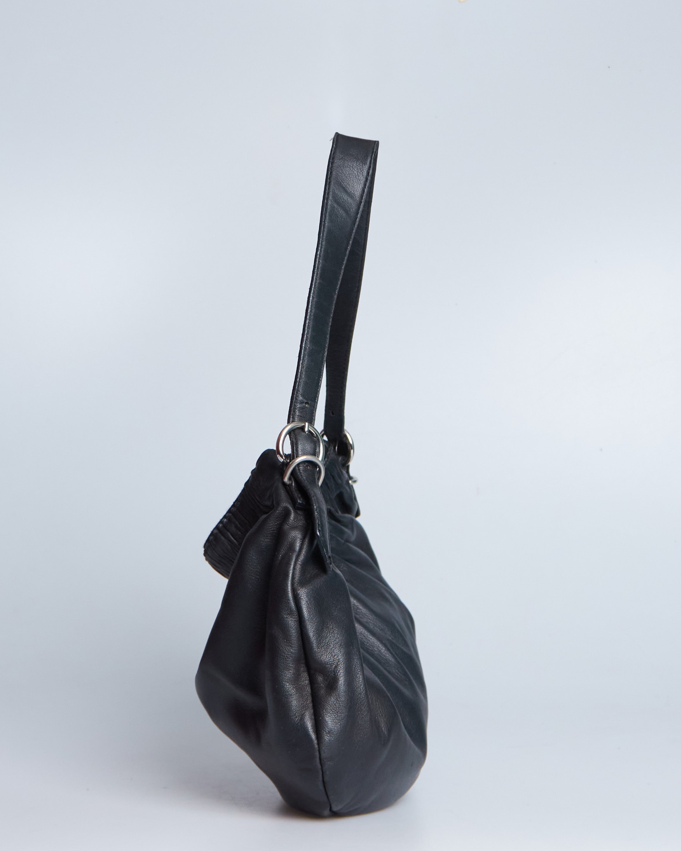 Miu Miu Gathered Leather Hobo Bag