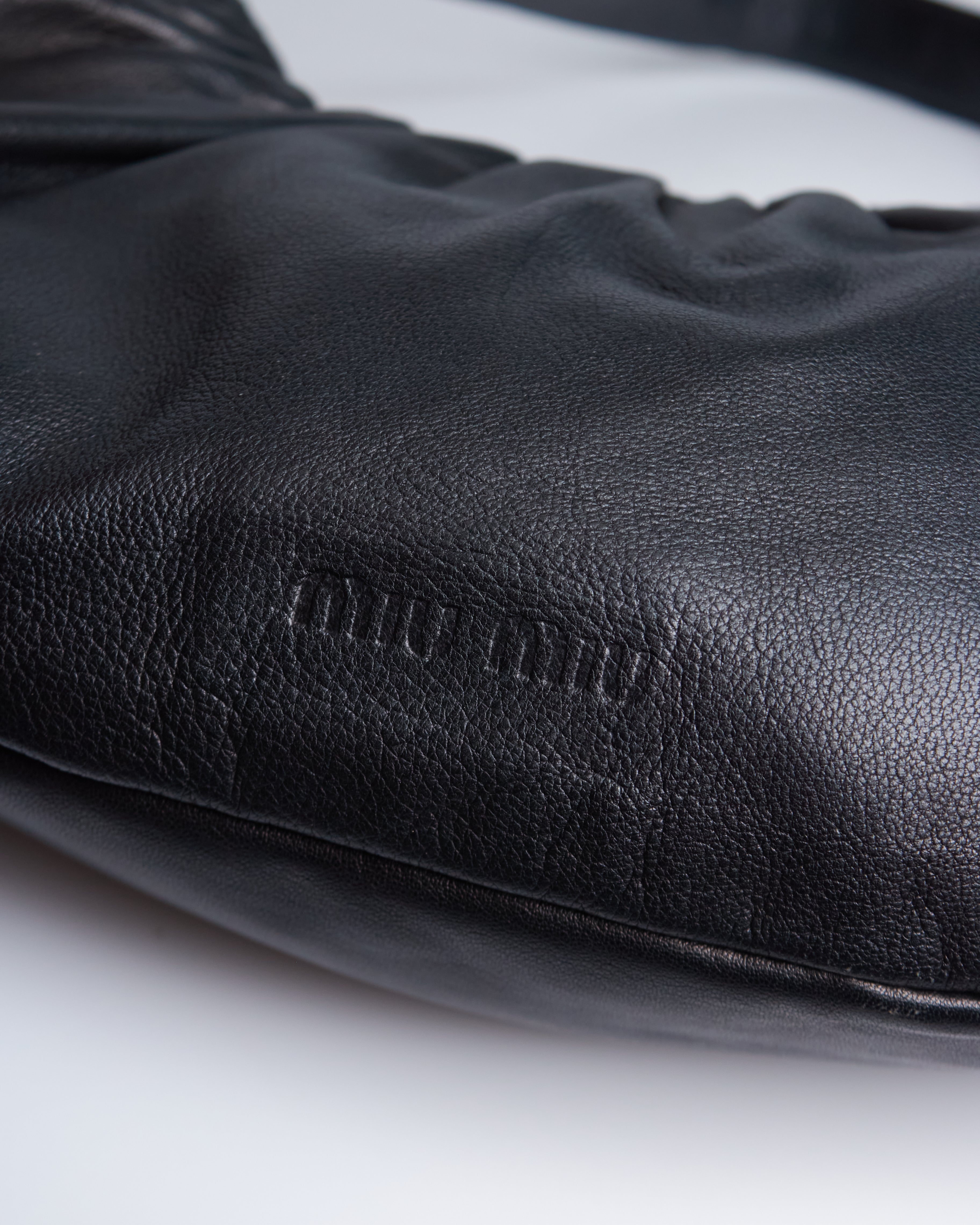 Miu Miu Gathered Leather Hobo Bag