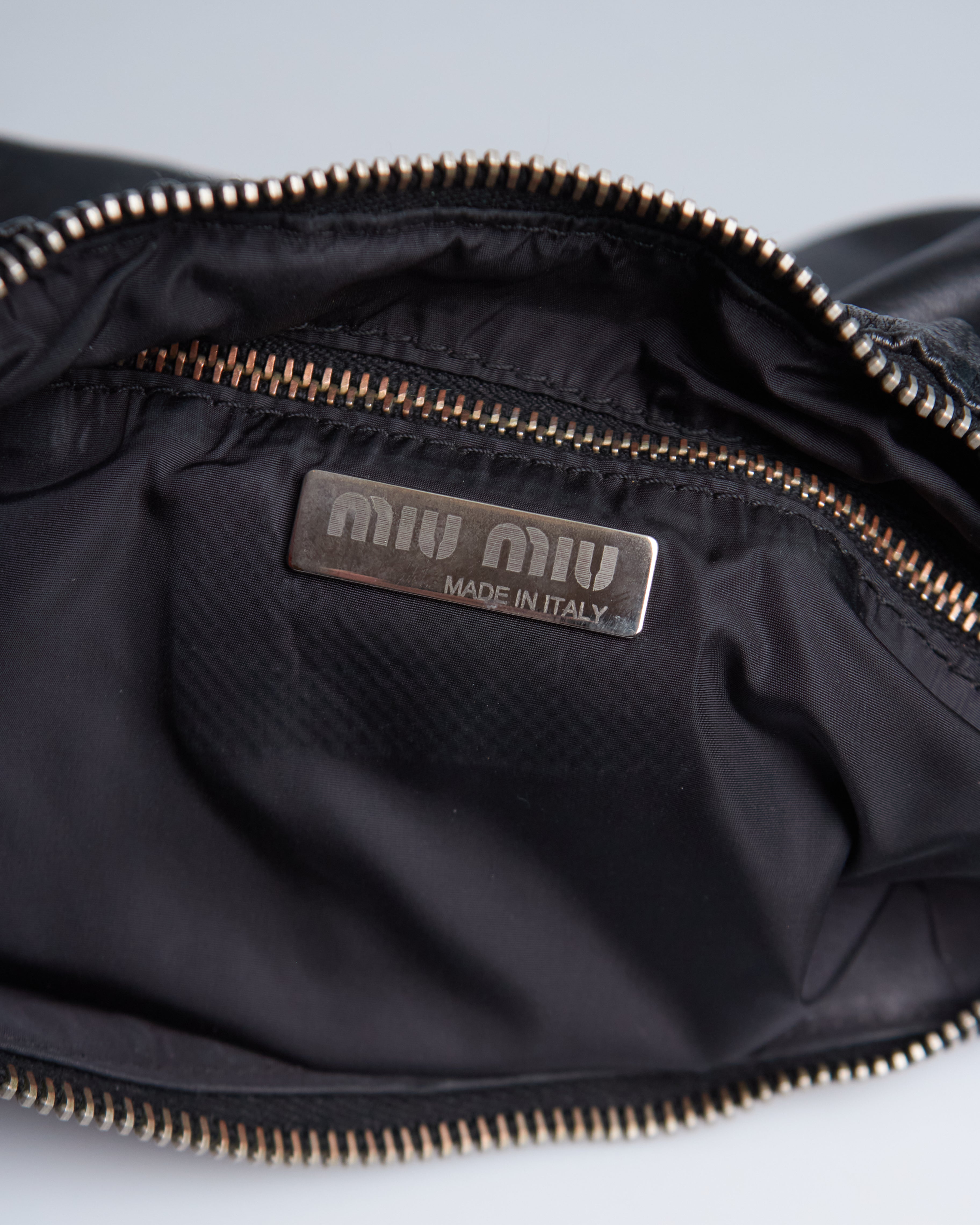 Miu Miu Gathered Leather Hobo Bag
