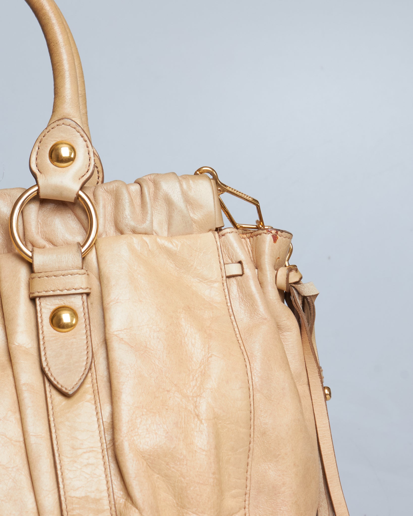 Miu Miu Vitello Lux Gathered Handle Bag