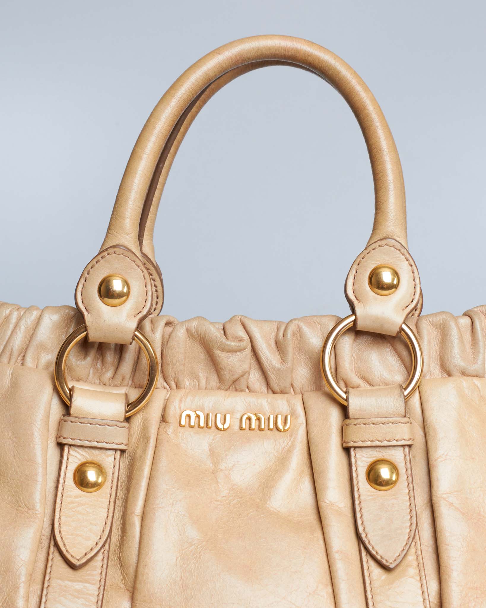 Miu Miu Vitello Lux Gathered Handle Bag