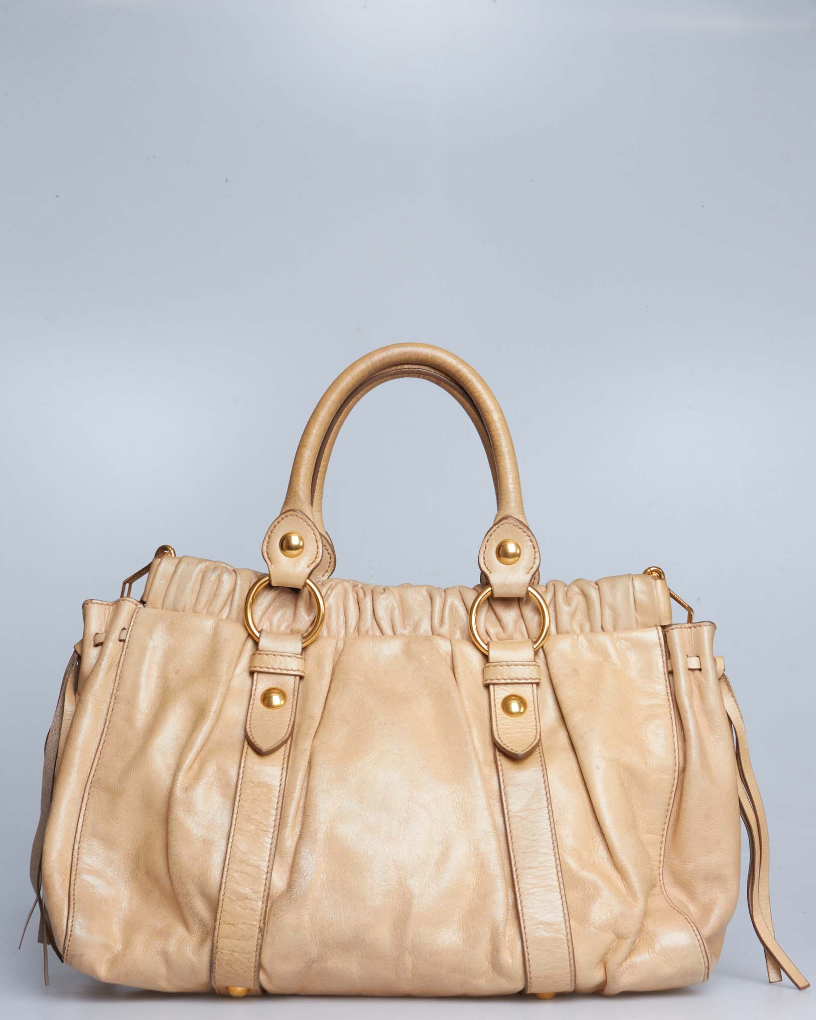 Miu Miu Vitello Lux Gathered Handle Bag
