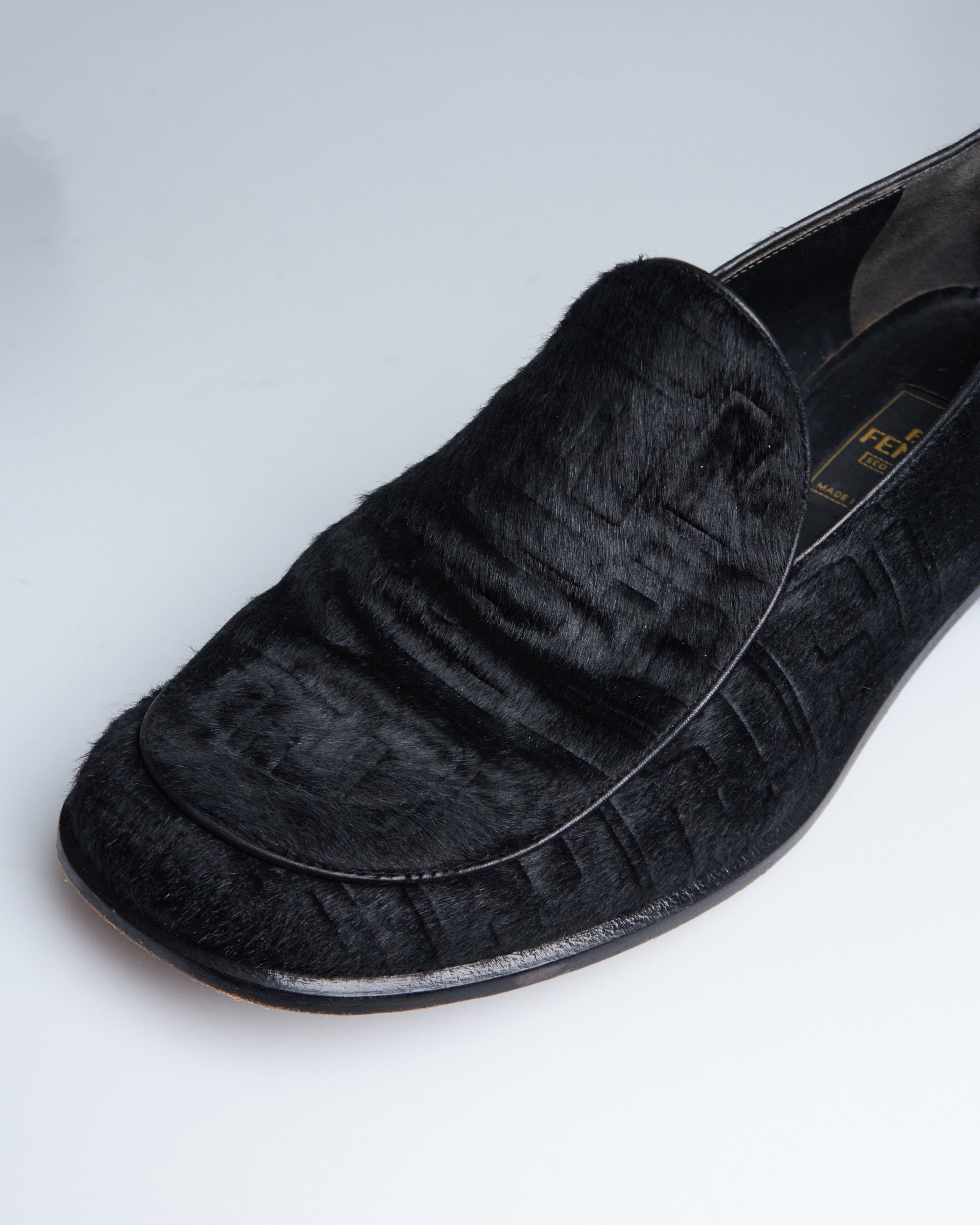 Fendi textured calf hair loafers