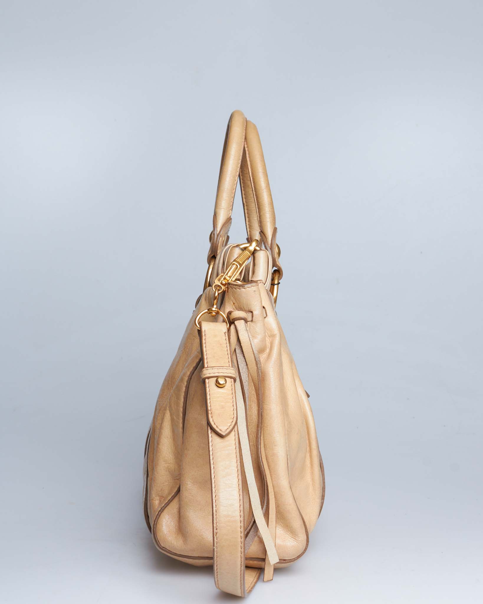 Miu Miu Vitello Lux Gathered Handle Bag