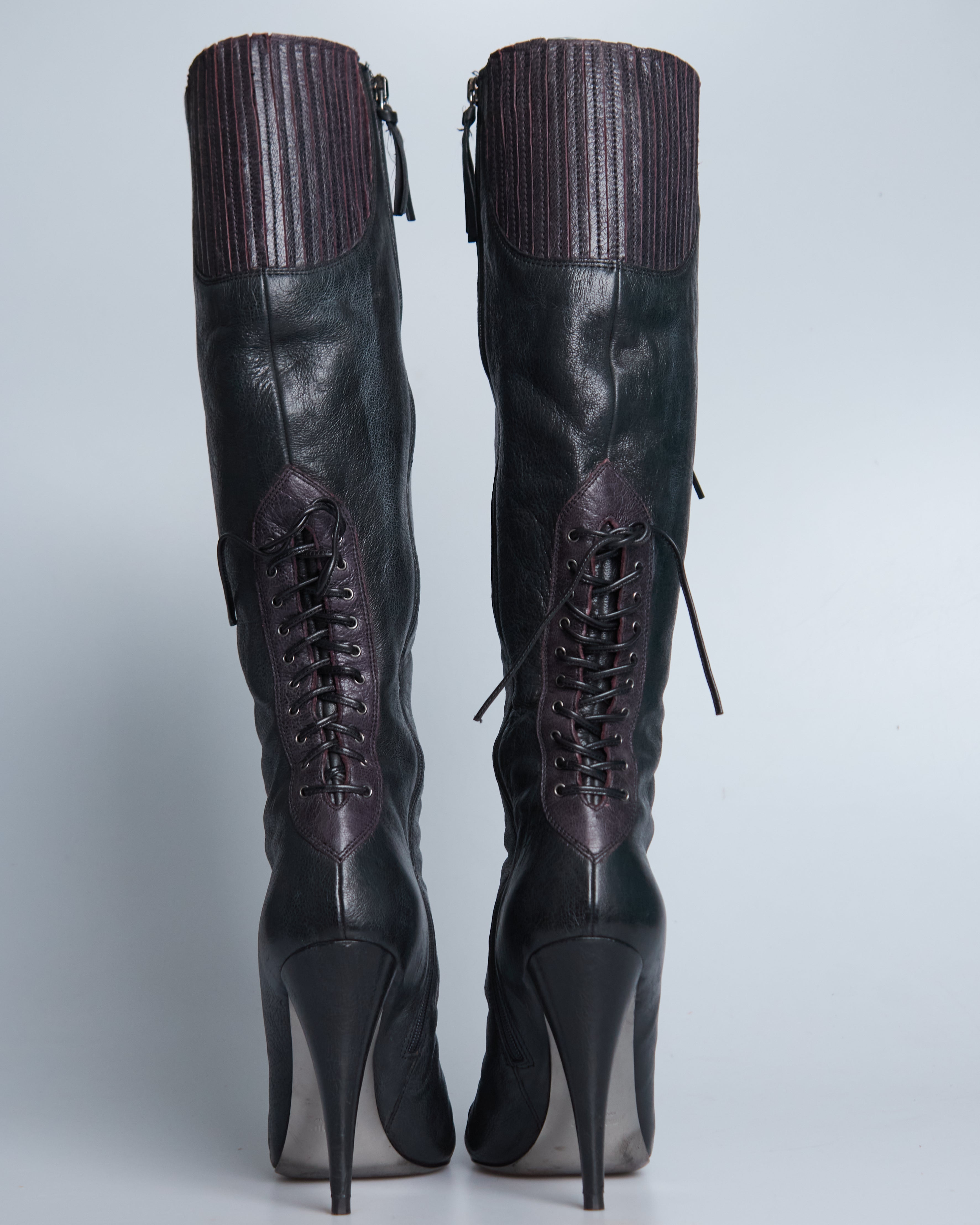 Miu Miu corset-style lace-up knee-high boots
