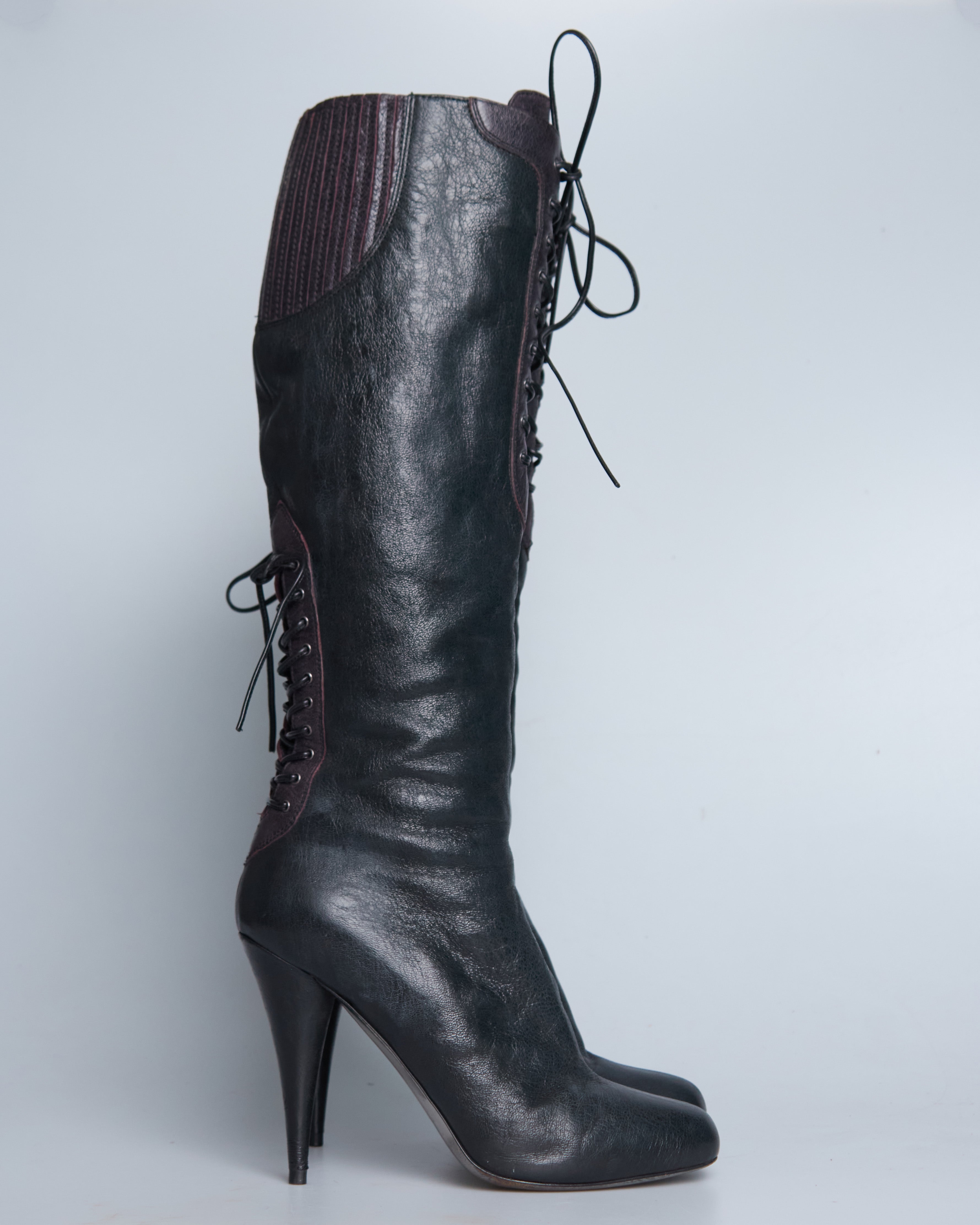 Miu Miu corset-style lace-up knee-high boots